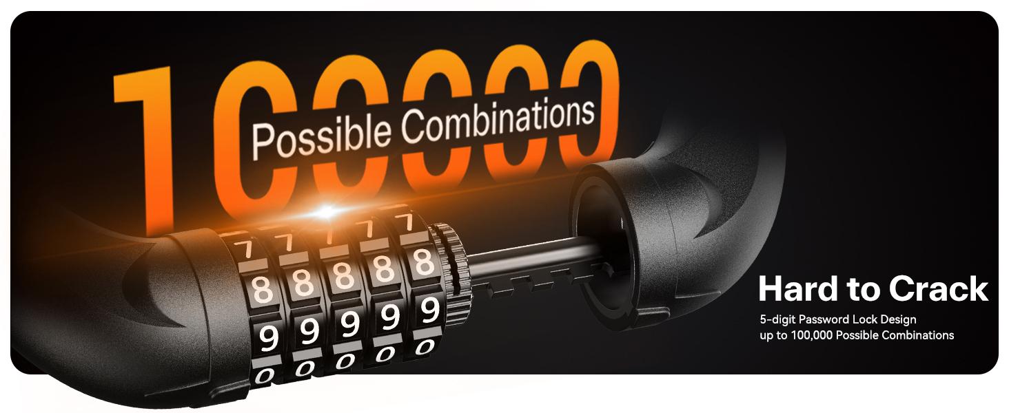 Bike Lock: 5 Digit Combination High Security Anti Theft Bike Chain Lock-3.2/3.6/4ft Heavy Duty Keyless Bicycle Lock for Bike, Motorcycle, Scooter, Door & Gate-4/6mm Thick, Easy to Use
