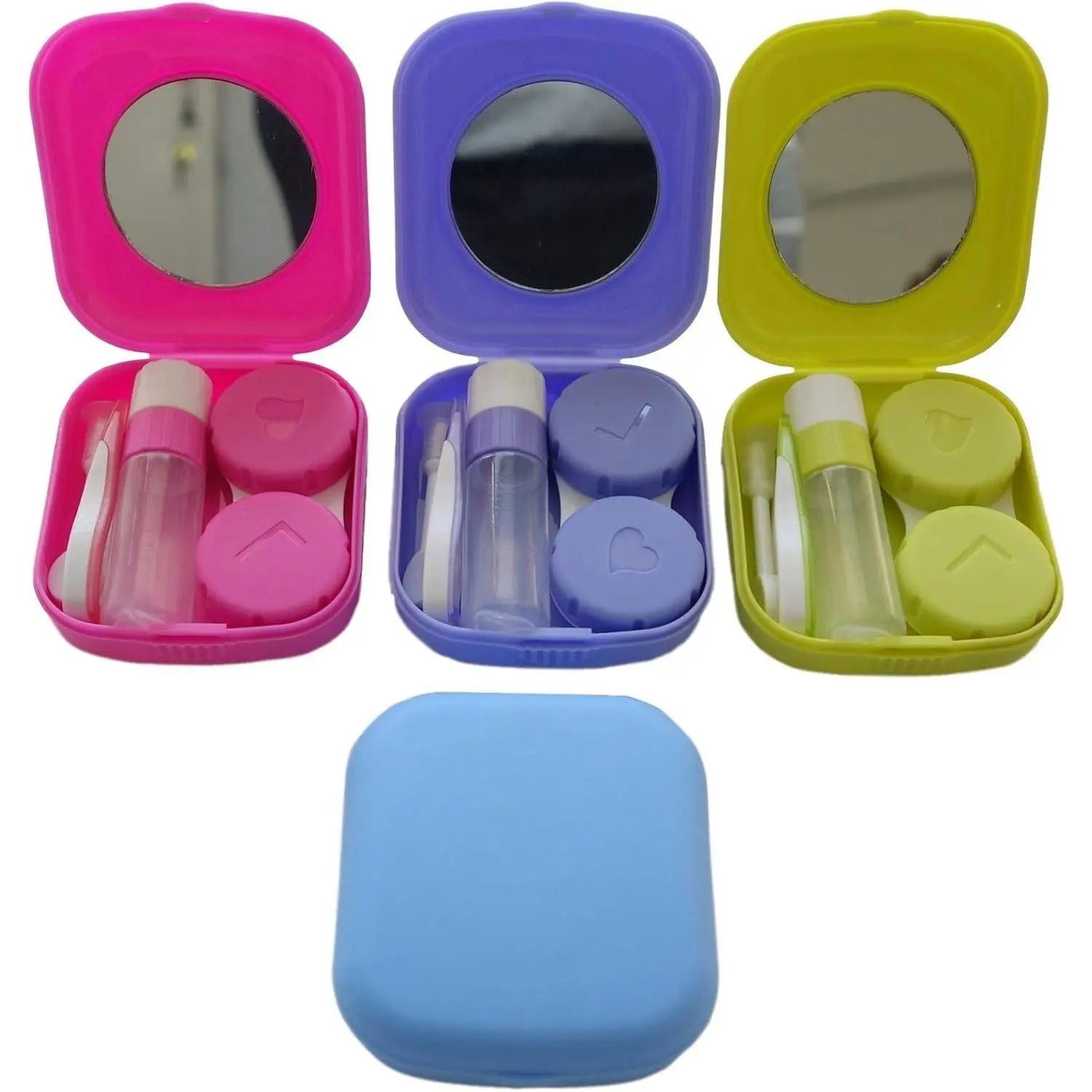 4 Pack Colorful Contact Lens Case Kit with Mirror - Durable, Compact, Portable Soak Storage (Multi Color)Gift