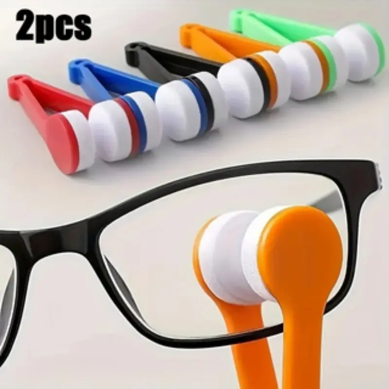 2pcs Random Color Eyeglass Cleaning Kit with Keychain Ring, Scratch-Free Lens Care System, Reusable Travel Set, Ideal Gift