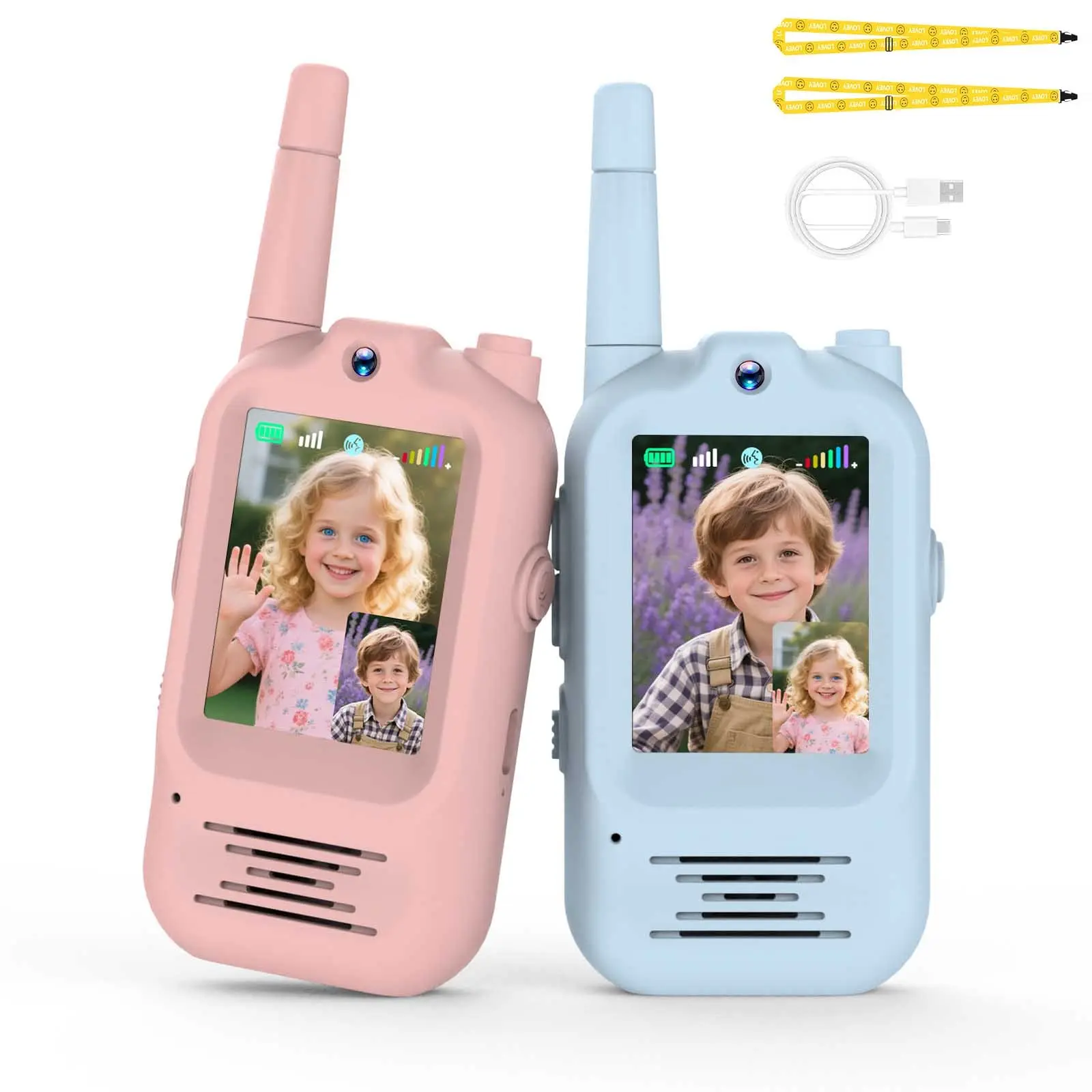 Kids Video Intercom Camera Front Back Dual Lens Digital Cam Parent Child Interaction Toy Fake Mobile Phone Unisex Outdoor Play