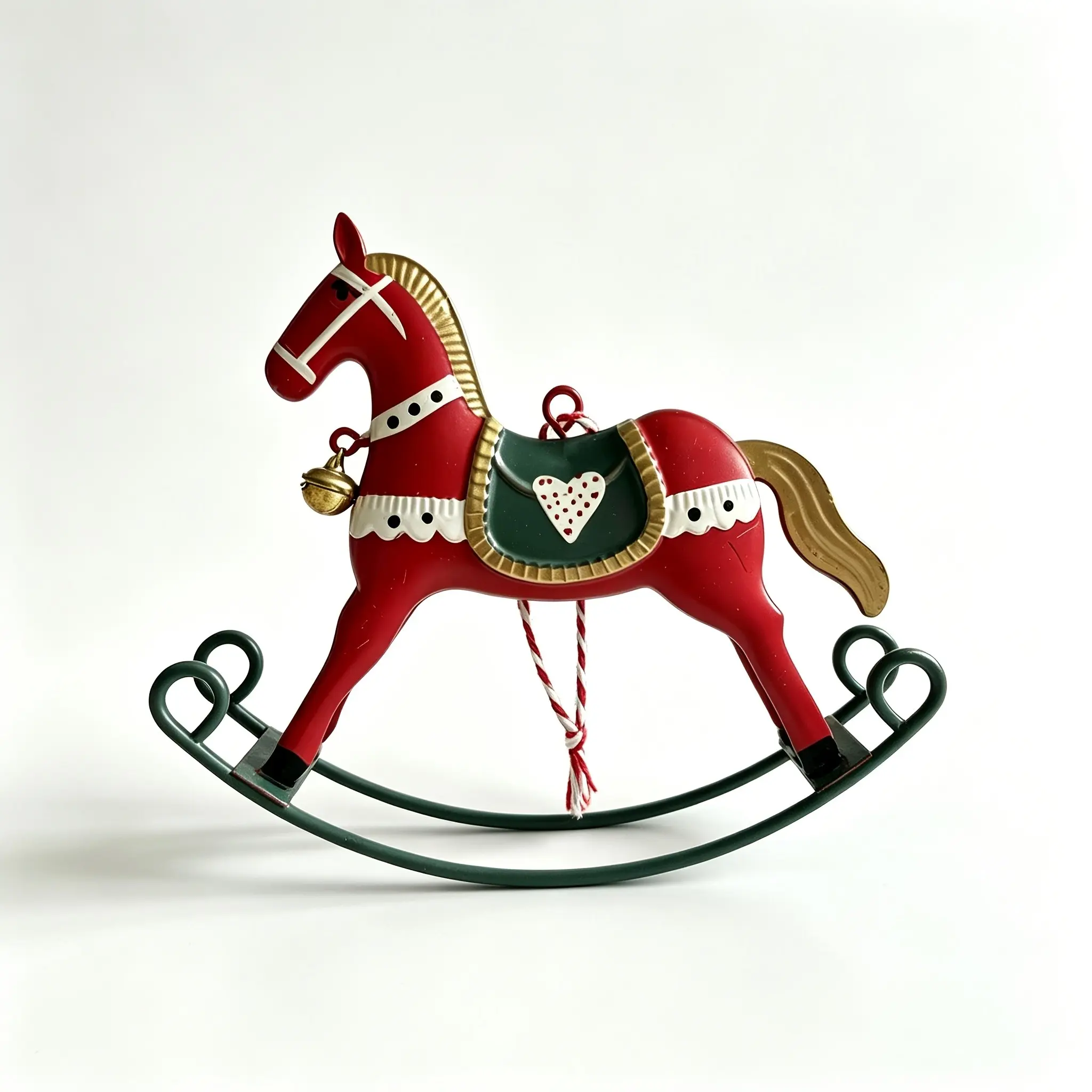 Vintage American Tin Horse Ornament, Print with Bell, Christmas Tree Decoration, Kids Room Decorative Hanging