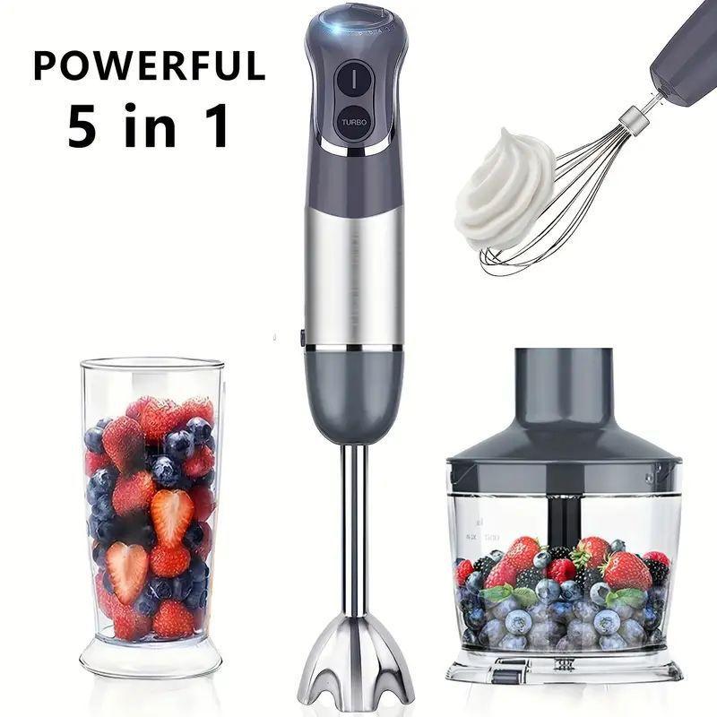 Handheld Immersion Blender Multifunctional Food Processor Electric Stick Blender for Kitchen Use with Whisk Chopper for Smoothies Sauces Baby Food Meat & Vegetables