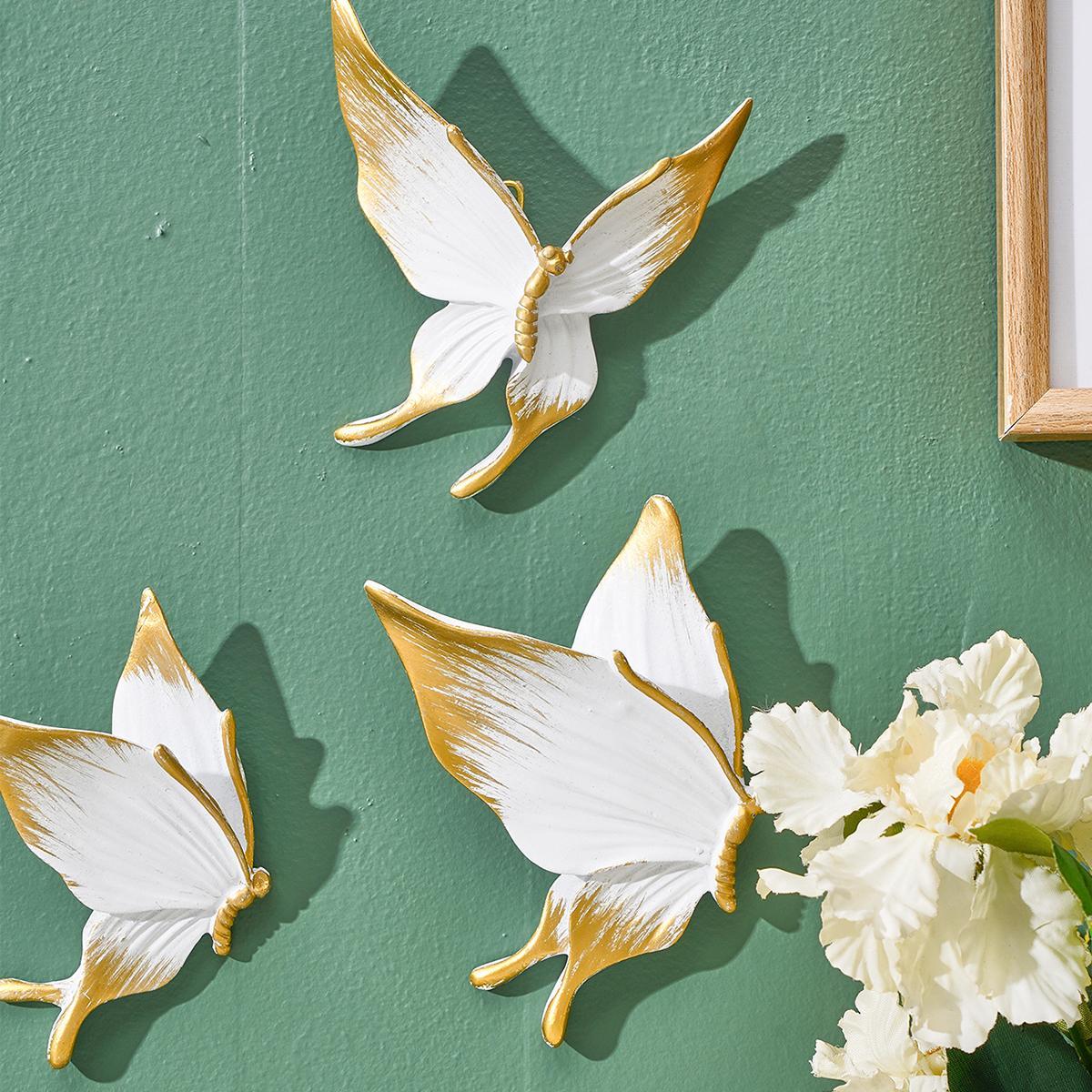 Butterfly Shaped Hanging Decor, 5 Counts/set Creative Resin Butterfly Wall Art Hanging Ornament, Wall Decor for Home Living Room Bedroom, Hangable