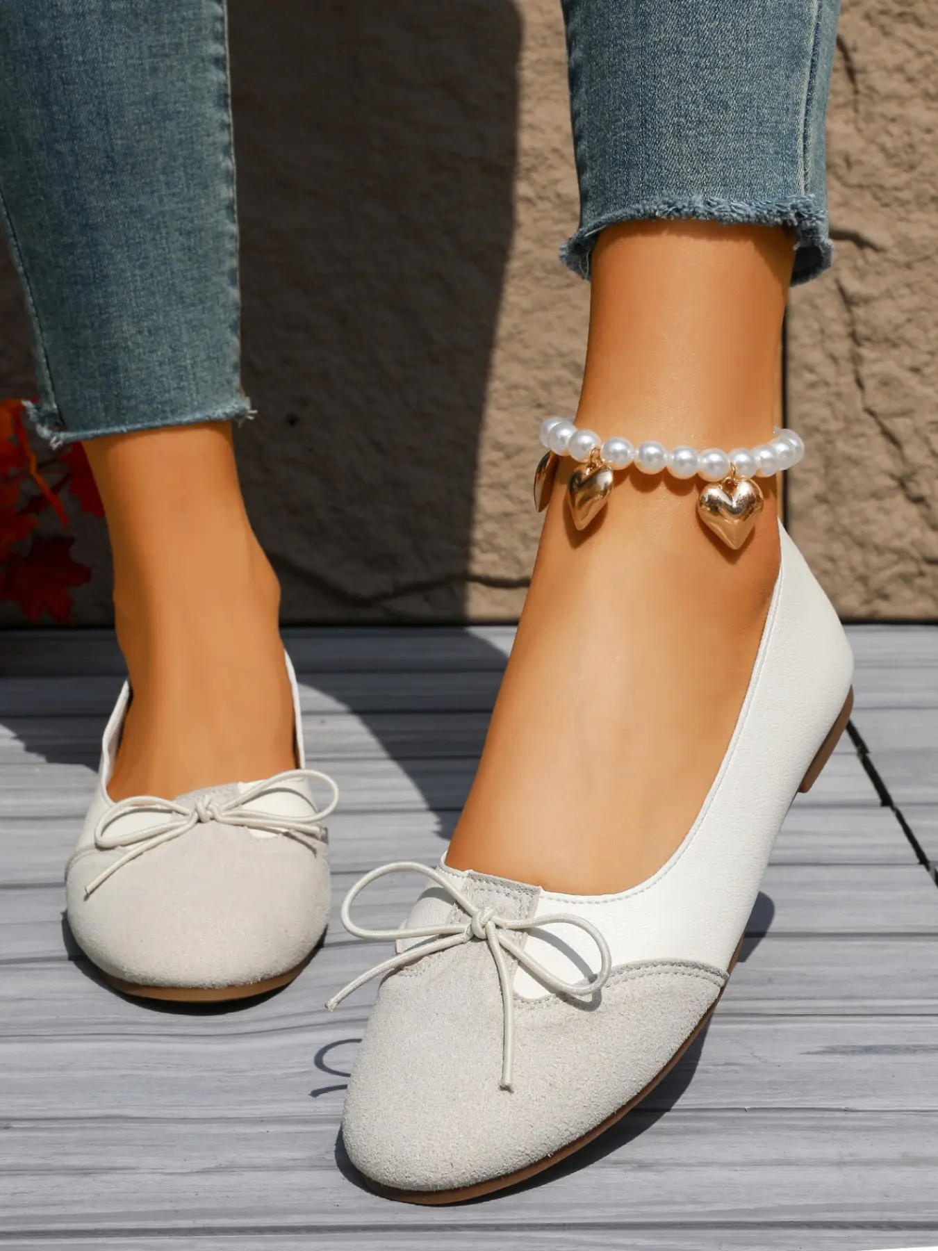 Vintage Bow Flat Shoes for Women, Round Toe Slip-Ons, Slip Ins Shoes, Low Top Flats, Anti-Slip Soft Sole, Comfortable for All-Day Wear, Casual & Office Style