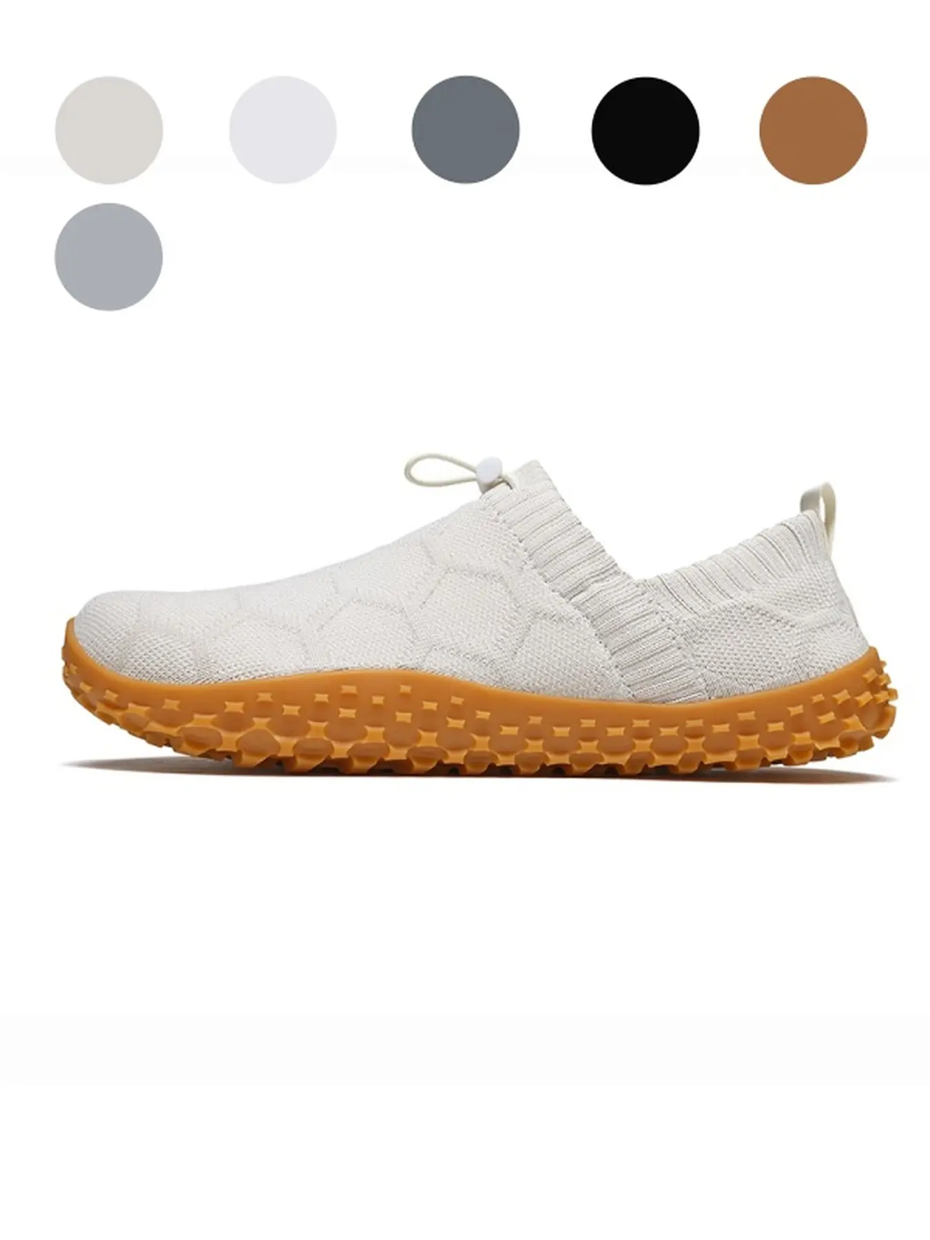 Men Women Black Quick Dry Knit Aqua Shoes Slip-On Drawstring Design Lightweight Tan Textured Sole Outdoor Beach Diving Footwear