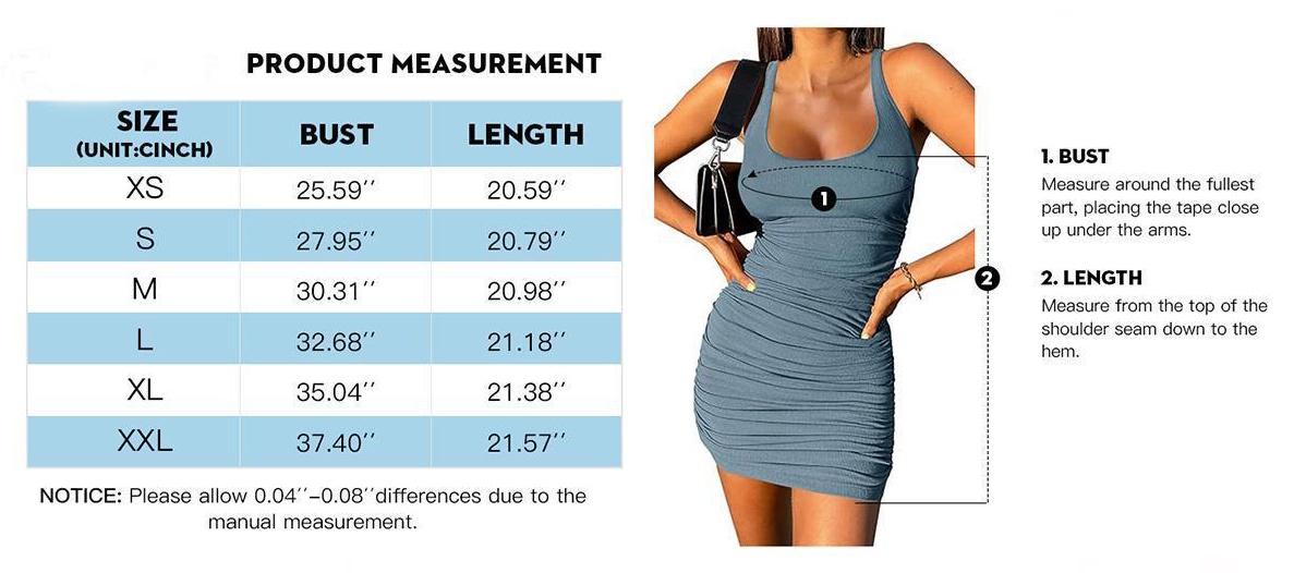 Imily Bela Womens Summer Bodycon Mini Dress Scoop Neck Ruched Sleeveless Ribbed Knit Casual Party Club Short Tank Dress