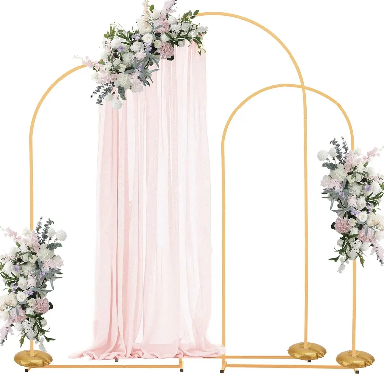 3-piece wedding arch, Balloon Arch Set, heavy-duty metal wedding backdrop stand, outdoor decoration Equipped with reinforced bases to prevent shaking Suitable for decoration and arrangement at birthdays, graduation ceremonies