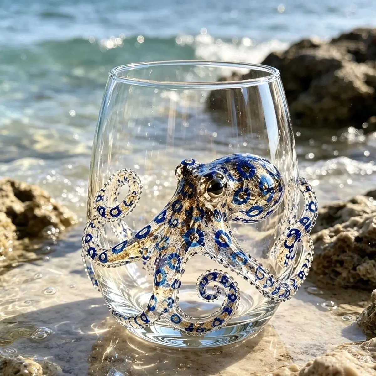 Deep Sea Garden Whiskey Glass - 8 Guardian Reliefs Kitchen Drinkware with Ancient Crab Engraved Line Map, Sky Tail Design, Transparent Cup Capturing Deep Sea Kingdom Vibes Unbreakable Dark Green Drinking Glasses crystal glass unique wedding vaso de whisky