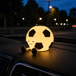 Soccer Ball Night Light for Parked Car Interior,Rechargeable Type C Silicone Football Lamp with Tap Control 3 Warm Brightness Levels 30 Minute Auto Off Timer Cordless Sports Decor Bedroom Desk Dorm Kids Room World Cup Match Night Gift Travel Camping Shelf