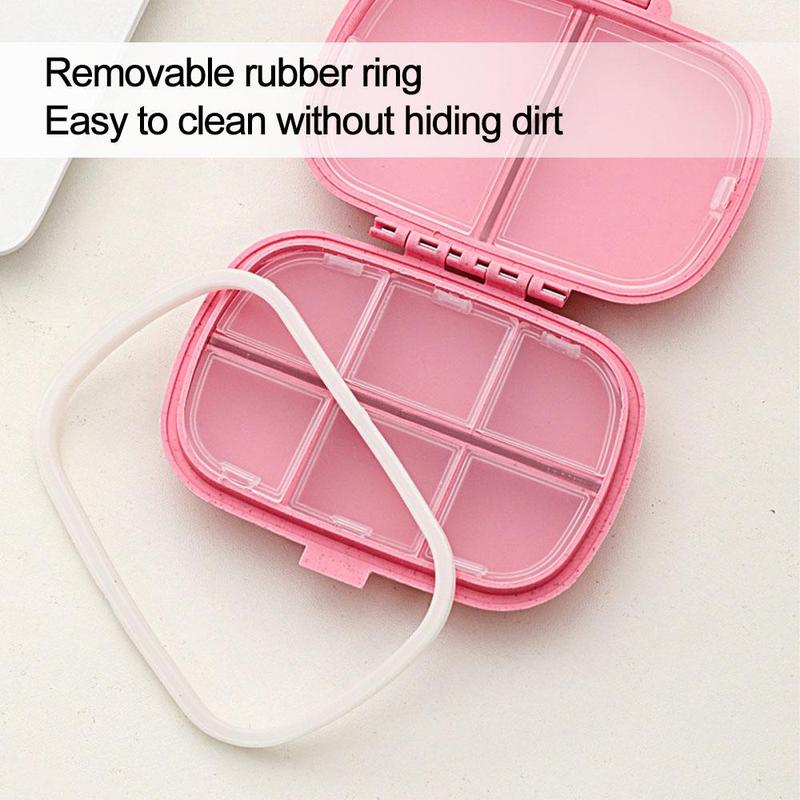 Portable 8-compartment Pill Box, 1 Count Pill Container with Removable Lid & Lock, Household Pill Organizer, Dustproof Medicine Organizer for Daily Medicines, Supplements, Vitamins and Fish Oils