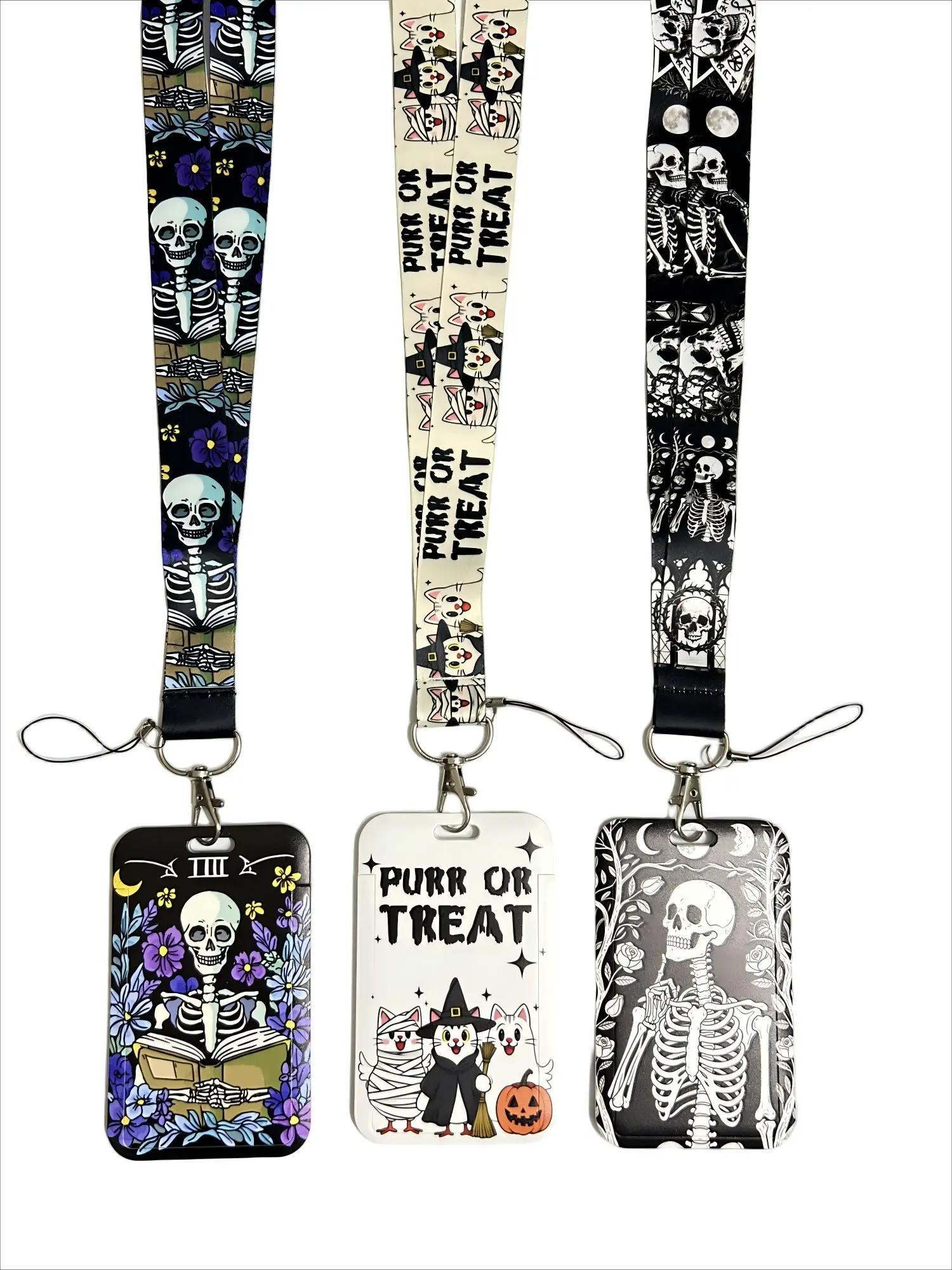 Halloween Skull Lanyard Card Holder, Perfect for Students and Workers, Enhance Your Halloween Vibes, Essential Accessory for All Occasions