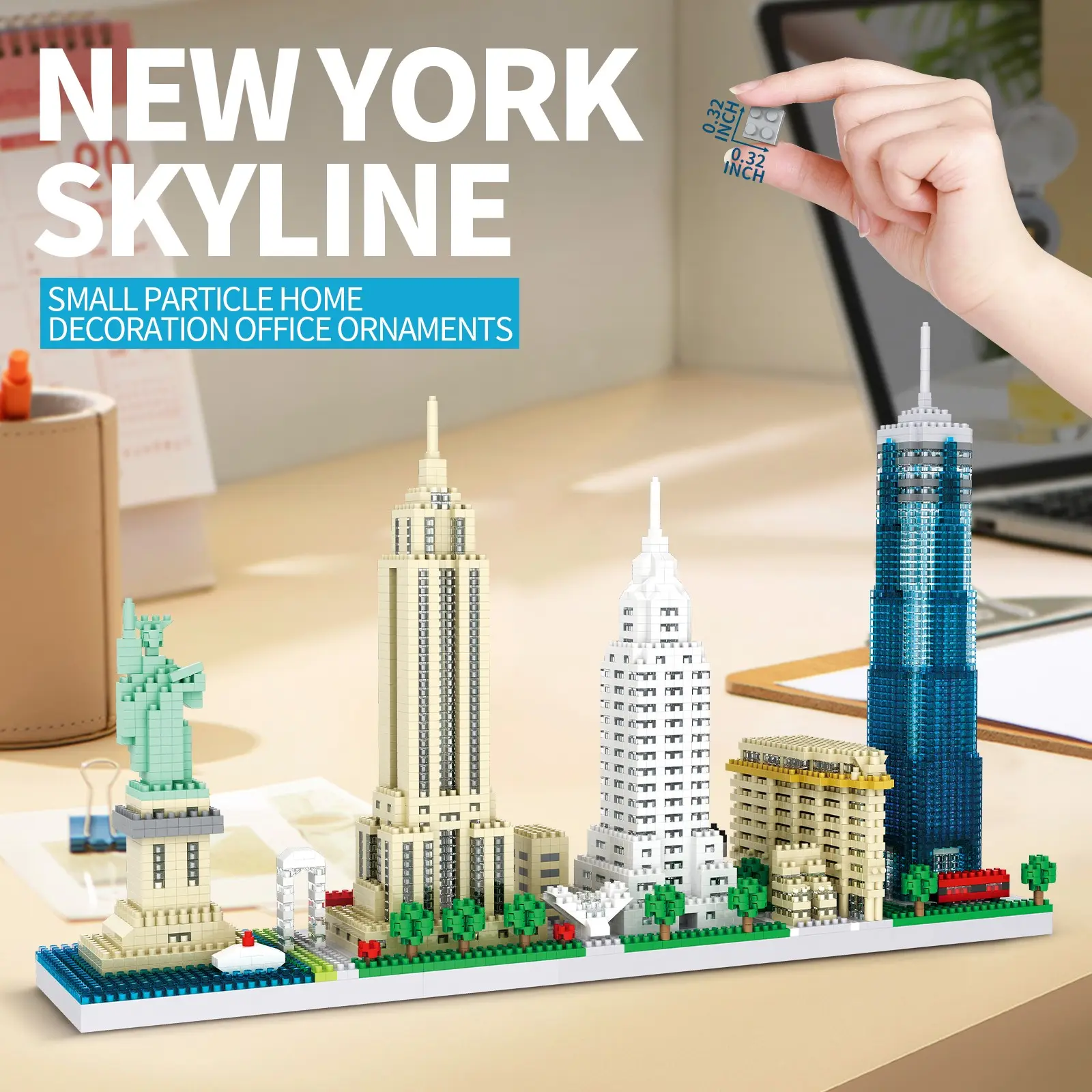 New York Skyline Building Set, Detailed Facade Textures, Glass Curtain Wall Effect, Durable Assembly, Global Cityscape Model Kit