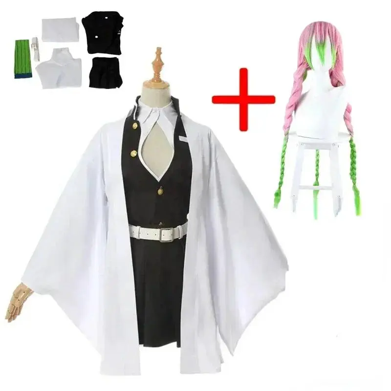 Anime Kanroji Mitsuri Cosplay Costume Kimono Haori Dress Wig Clothes Halloween Costume for Adult Children  Anime Cosplay