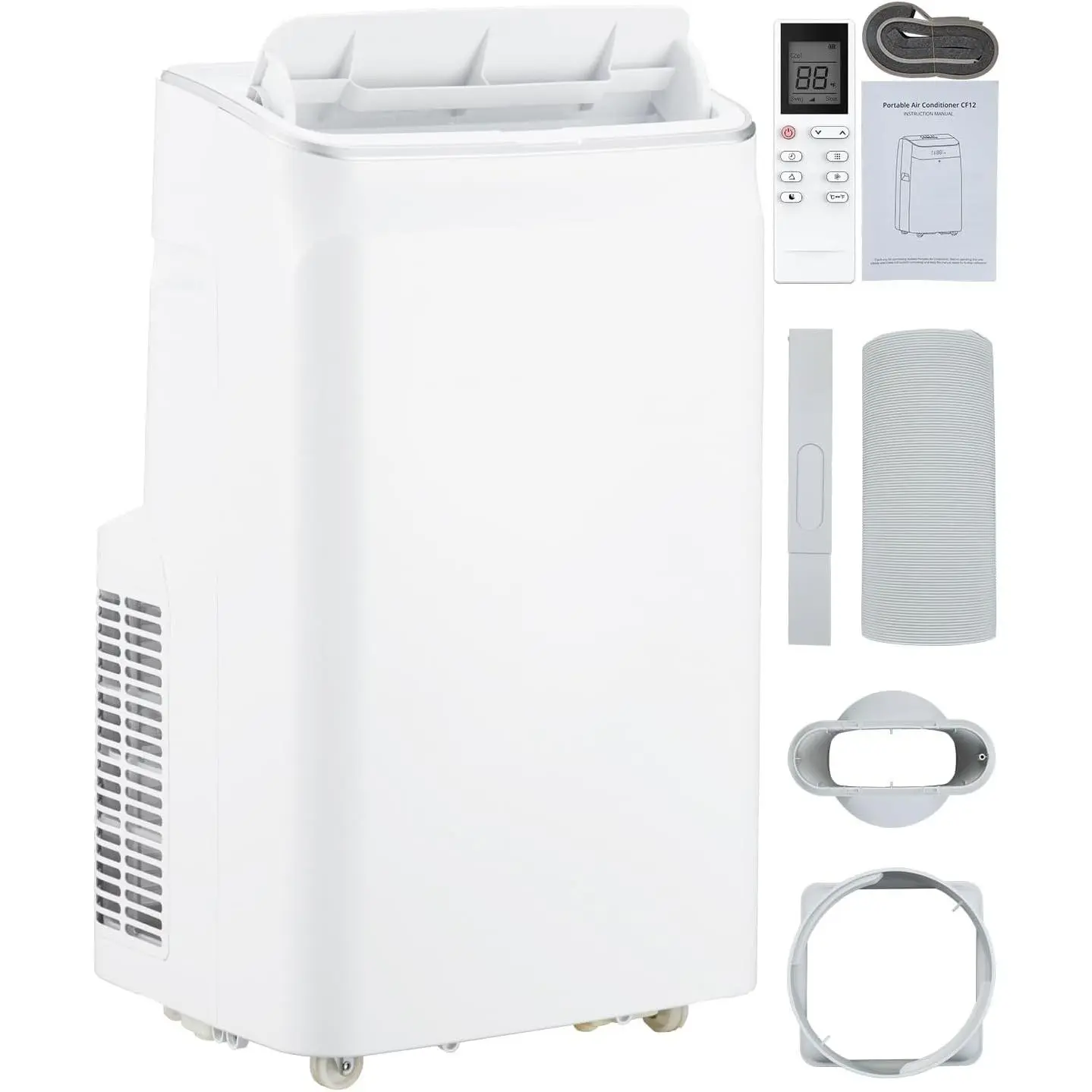 Powerful 12,000 BTU Portable Air Conditioner - 3-in-1 AC with Fan, Dehumidifier, Sleep Mode & Timer - Cools up to 550 Sq.Ft, Quiet, Remote Control, Easy Install, For Bedroom, Home, Office, Dorm
