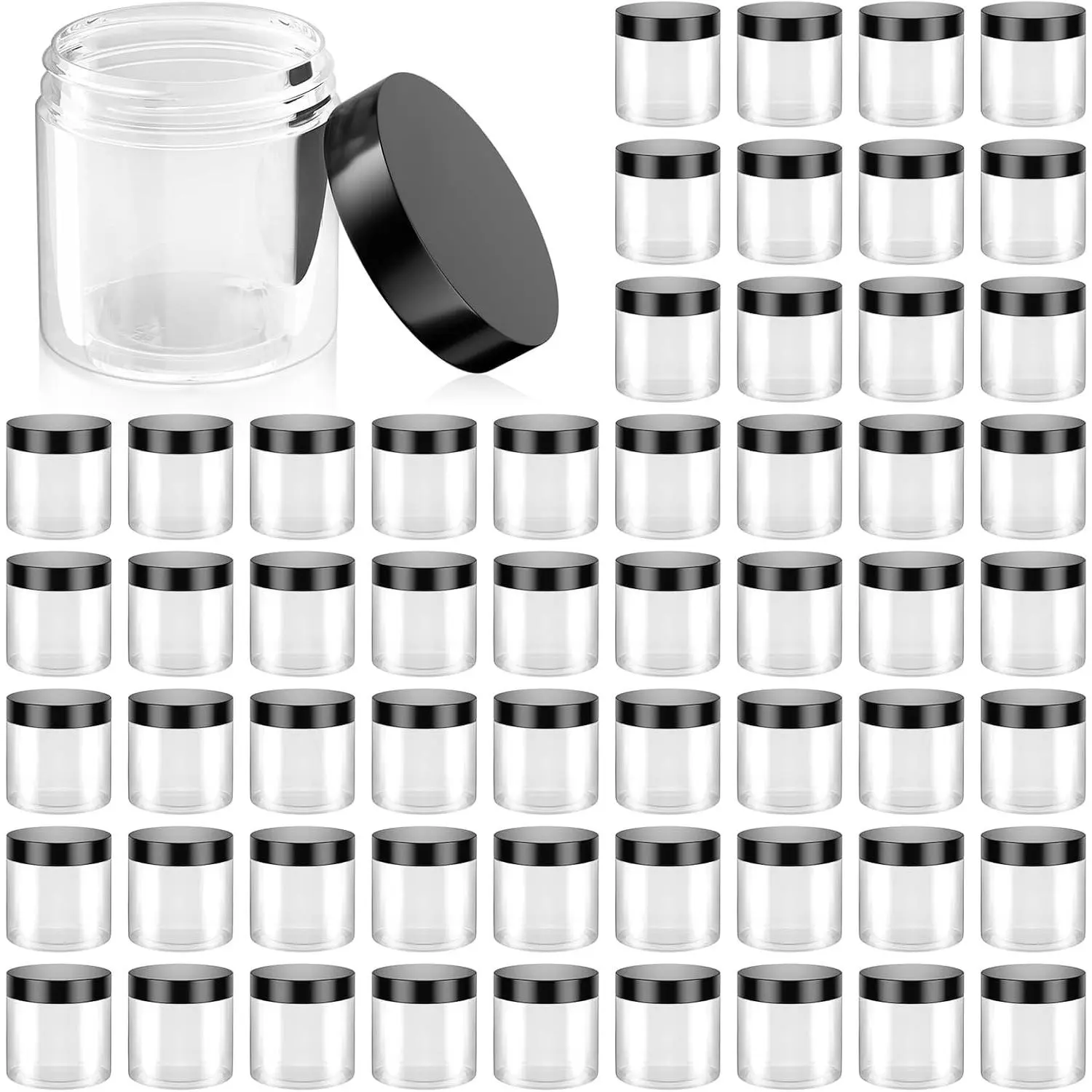 60 Pack 4 Oz Clear Plastic Containers with Lids - Leak Proof Travel Size Cosmetic Jars, BPA Free for Lotion, Cream, Body Butter, Makeup, OintmentsGift