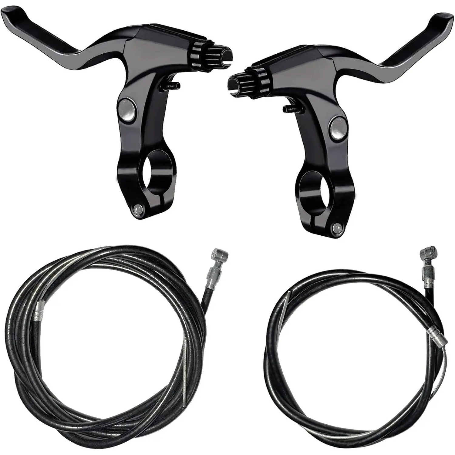 4 count   Accessories Including 2 Pack Aluminium Alloy  Levers Handle Bars and 2 Pack  Wire (Front and Rear  ) for Mountain/Road/MTB (Black)