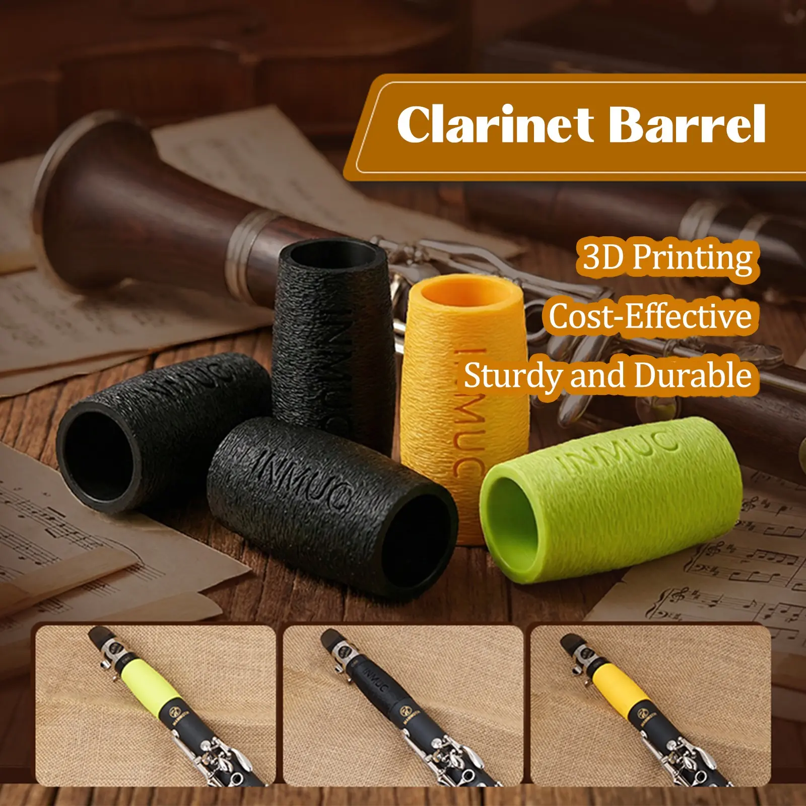 Clarinet Two-Section Bb Clarinet Mouthpiece, Pla Material, Durable, Transparent Sound, Instrument Repair Replacement Part, Musical Accessories