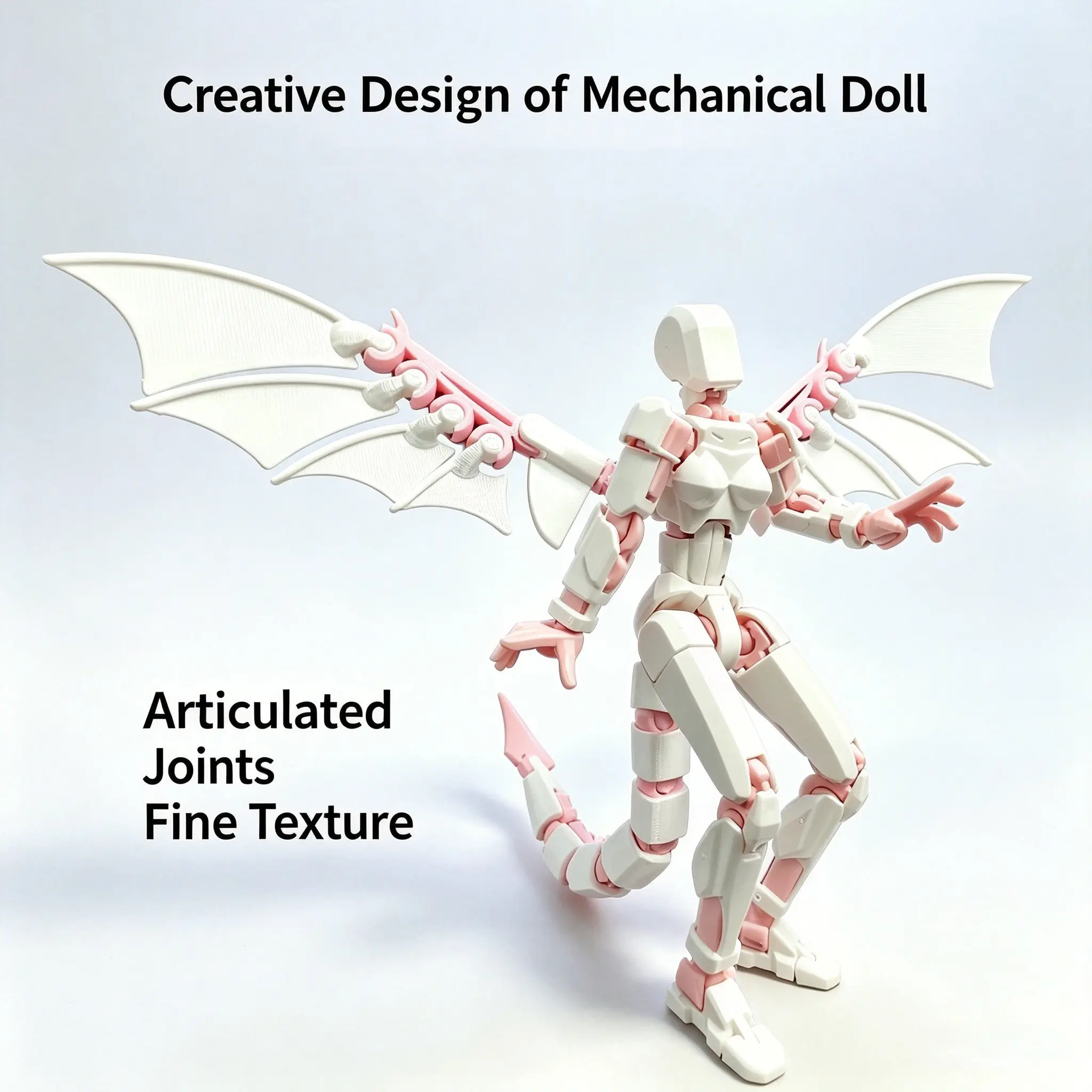T13 Anime Action Figure 3D Printed Dragon Human, Anime Figures, Articulated Figures, Assembled Multi-Jointed Collectible Figurine, Moving Wings & Tail, Desktop Decoration, Perfect Gift