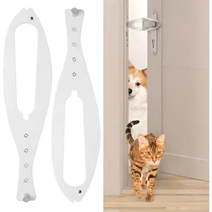 Cat Door Latch, 2  count Flex Latch Cat Door Holder, Cat Door Stopper to Keep Dog Out of Litter Boxes and Food, 5 Adjustable Size Strap 2.5-6" Wide, No Measuring, Easy to Install, White