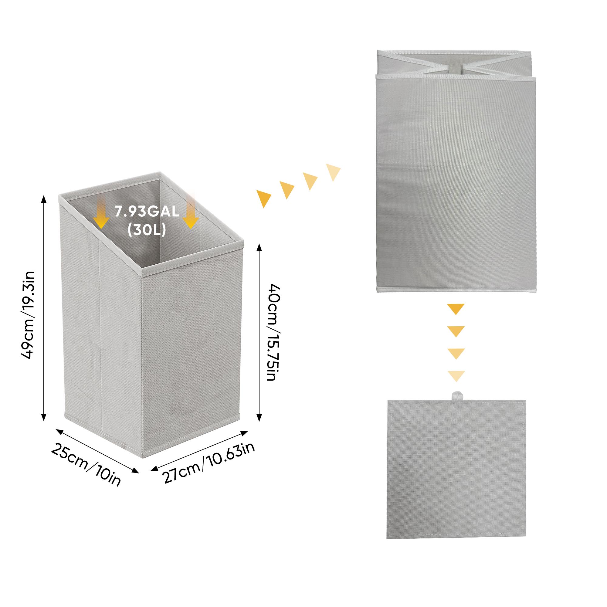 Sloping laundry basket with removable inner basket, concealed laundry basket, bathroom laundry storage cabinet, freestanding household storage rack, oak color