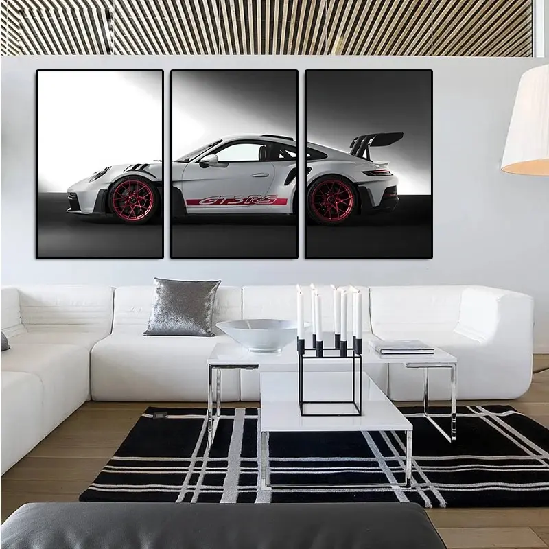 Vintage Car Series Poster Set, 3-Piece Canvas Wall Art Prints, Unframed Home Decor for Living Room, Retro Racing Car Posters