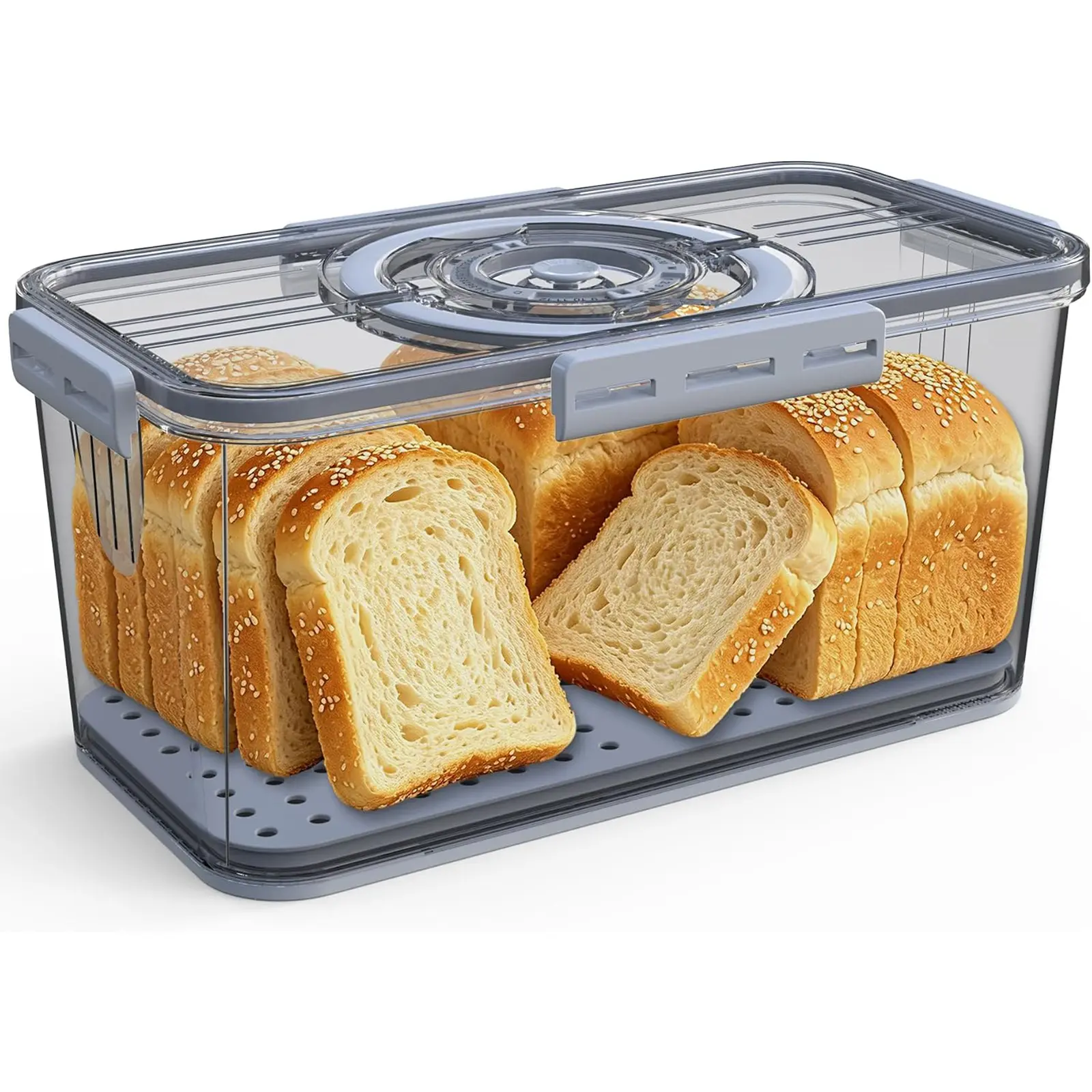 Bread Box with Lid and Handle,Airtight Bread Storage Container with Time Recording,Bread Keeper for Homemade Toast, Bagel, Portable bread boxes for Camping & Outdoor Travel