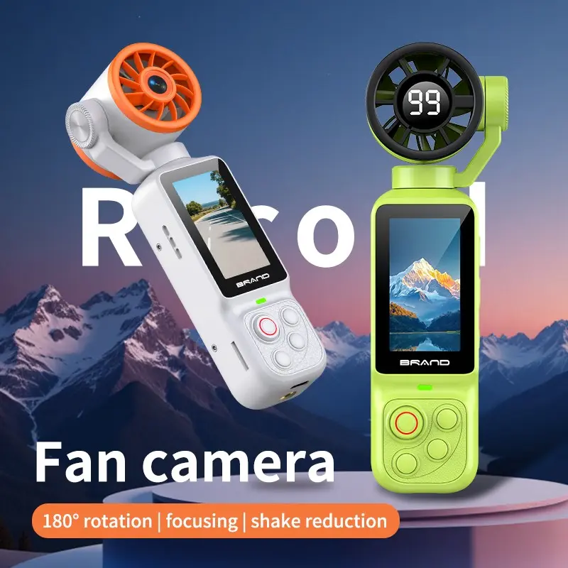 Portable Camera with Cooling Fan & LED Fill Light, Bluetooth Travel Selfie Stick Tripod for Phone, 1080P Pocket Video Recorder with 270° Rotatable Screen for Summer Vlogging
