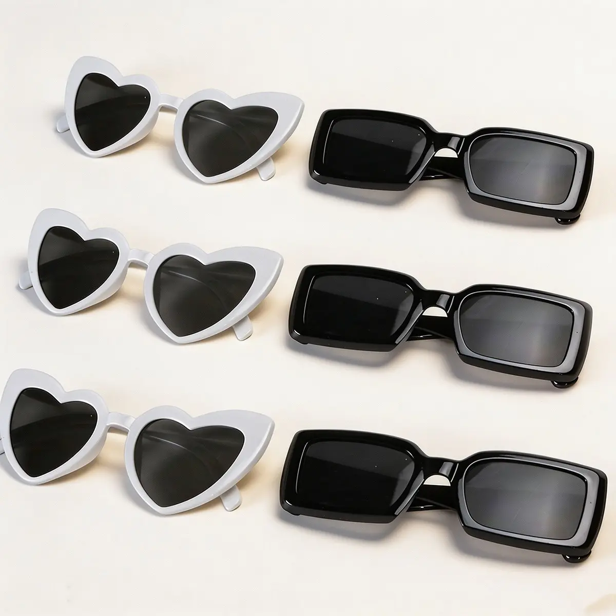6pcs Wedding Party Glasses, Guest Costume Glasses, Bride Groom Decor, Colors, Square Heart Shapes, Ideal for Weddings Vacations Photography