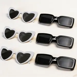 6pcs Wedding Party Glasses, Guest Costume Glasses, Bride Groom Decor, Colors, Square Heart Shapes, Ideal for Weddings Vacations Photography