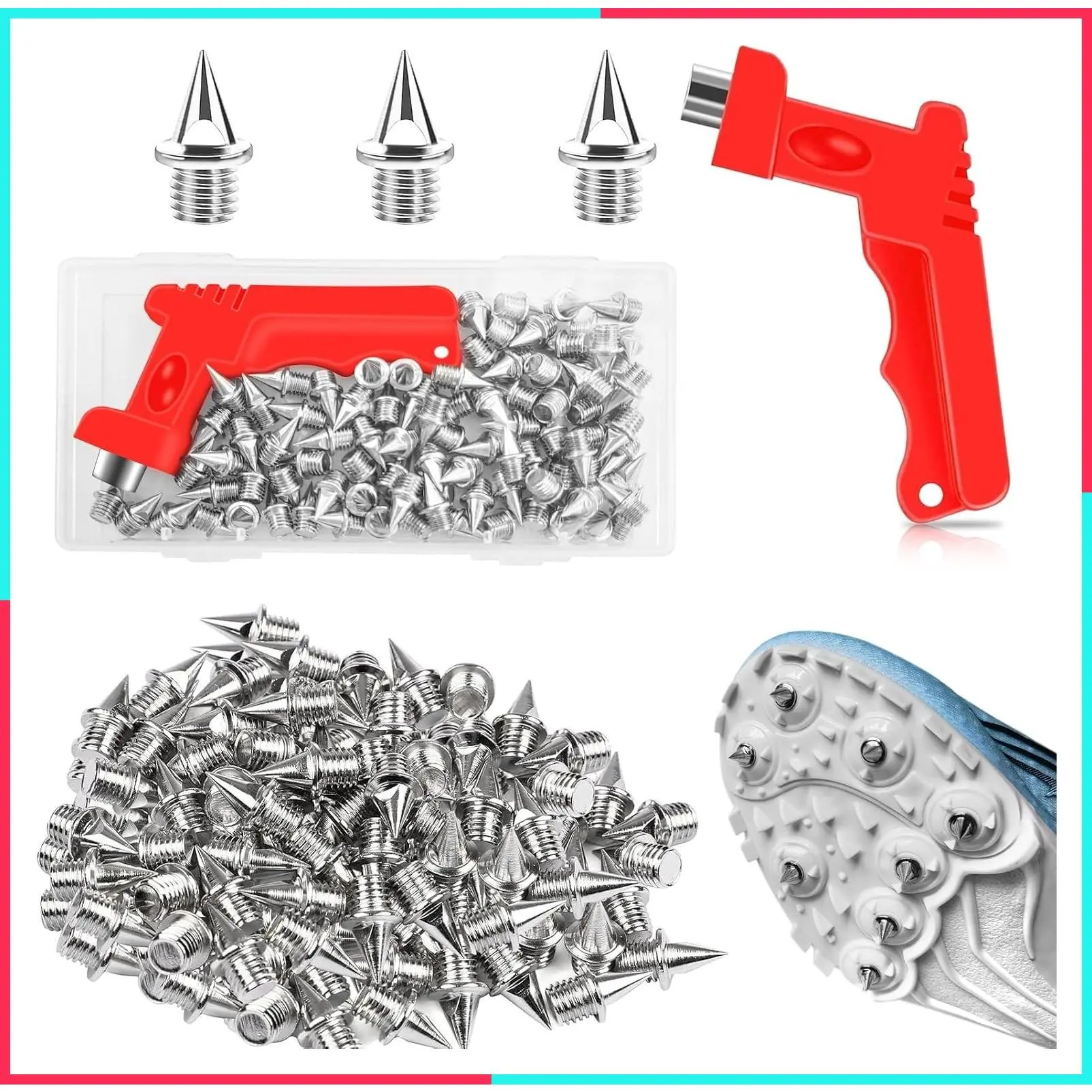 90PCS 1/4 Inch Track Spikes, Golf/Cross Country Replacement Shoe Spikes, Durable Stainless Steel for Sprint Running Shoes, Wrench Included for Easy Installation