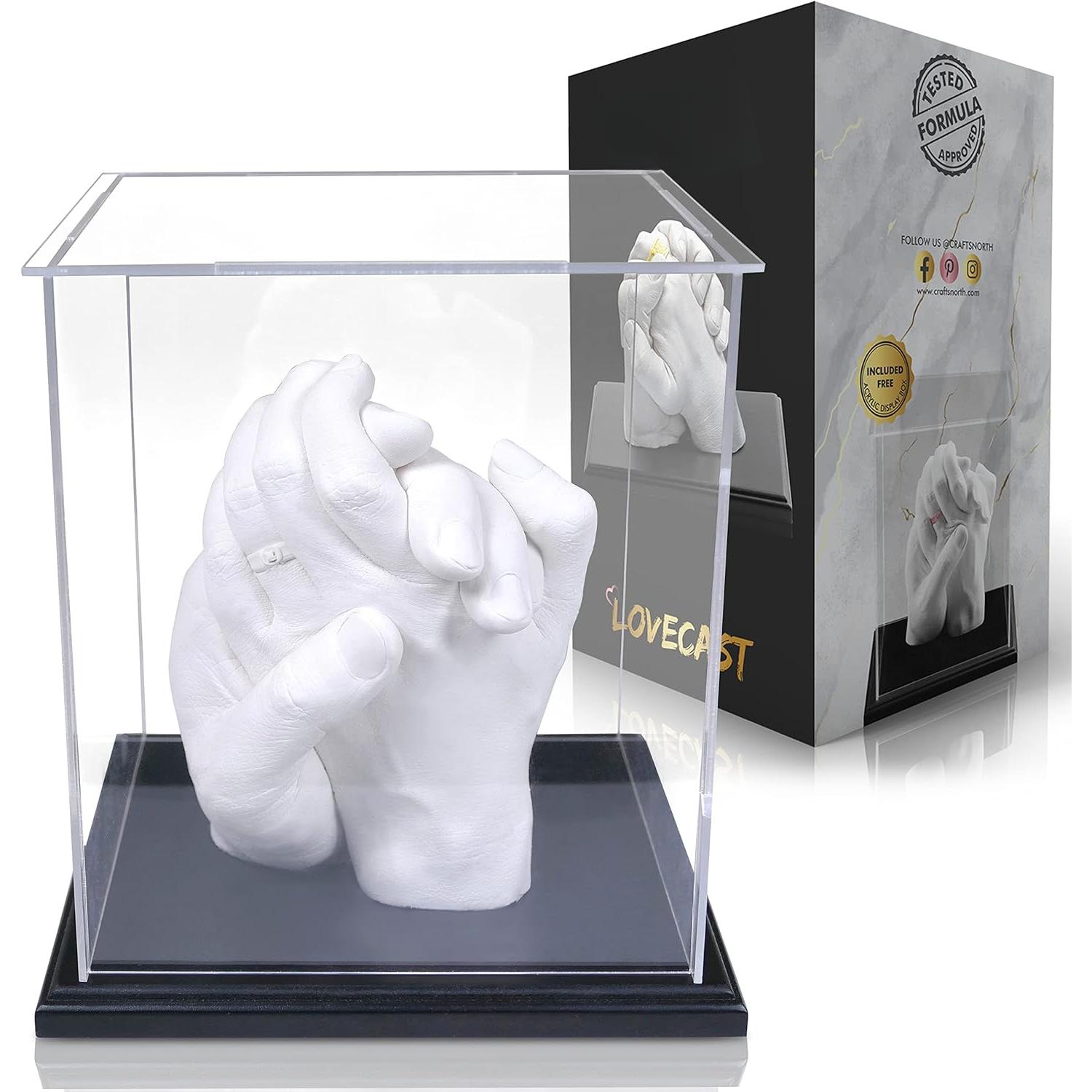 Hand Casting DIY Kit for Couples | Complete kit with  Display, Wooden Base, and Step-by-Step Guide to Create a  Hand molding Christmas