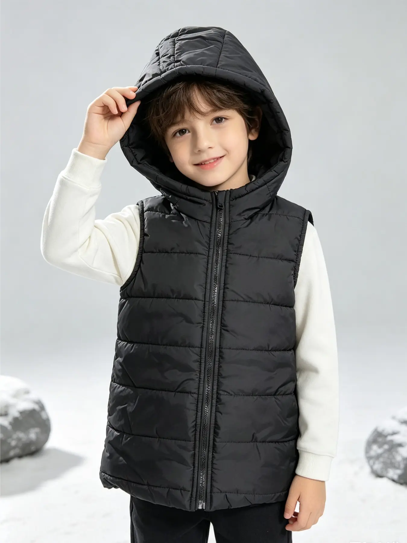 Children's Zipper Hooded Jacket - New Autumn/Winter Style Sleeveless Warm Vest, Zip Up Vest, Simple Coat - Lightweight, Windproof And Warm, Suitable For School, Outdoor Playtime, Outings And Daily Layering, Versatile And Not Picky About Innerwear