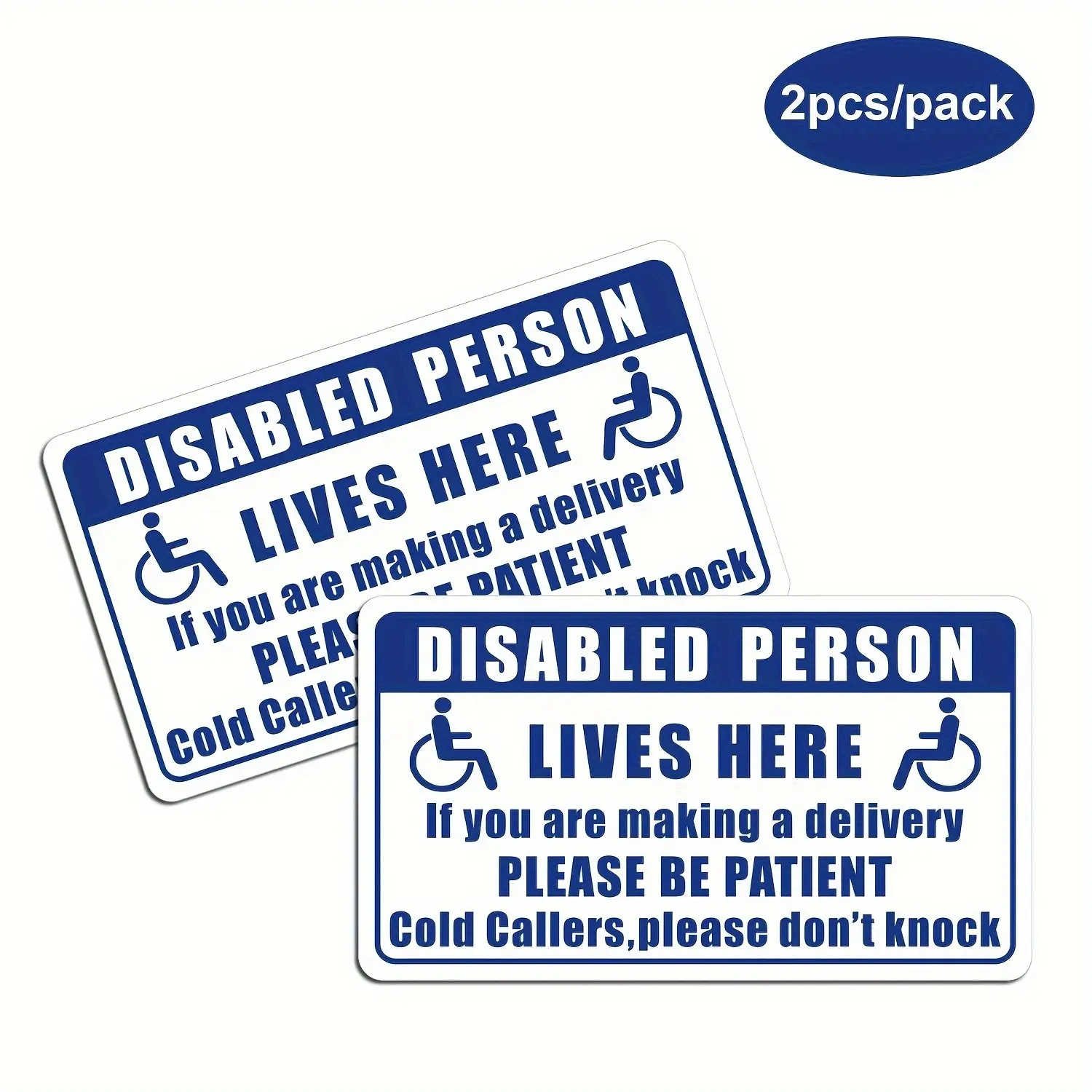 2-Pack Waterproof UV-Resistant Stickers, 14x8cm Door Warning Labels, High Visibility Rectangle Signs, RV Window & Wall Decals