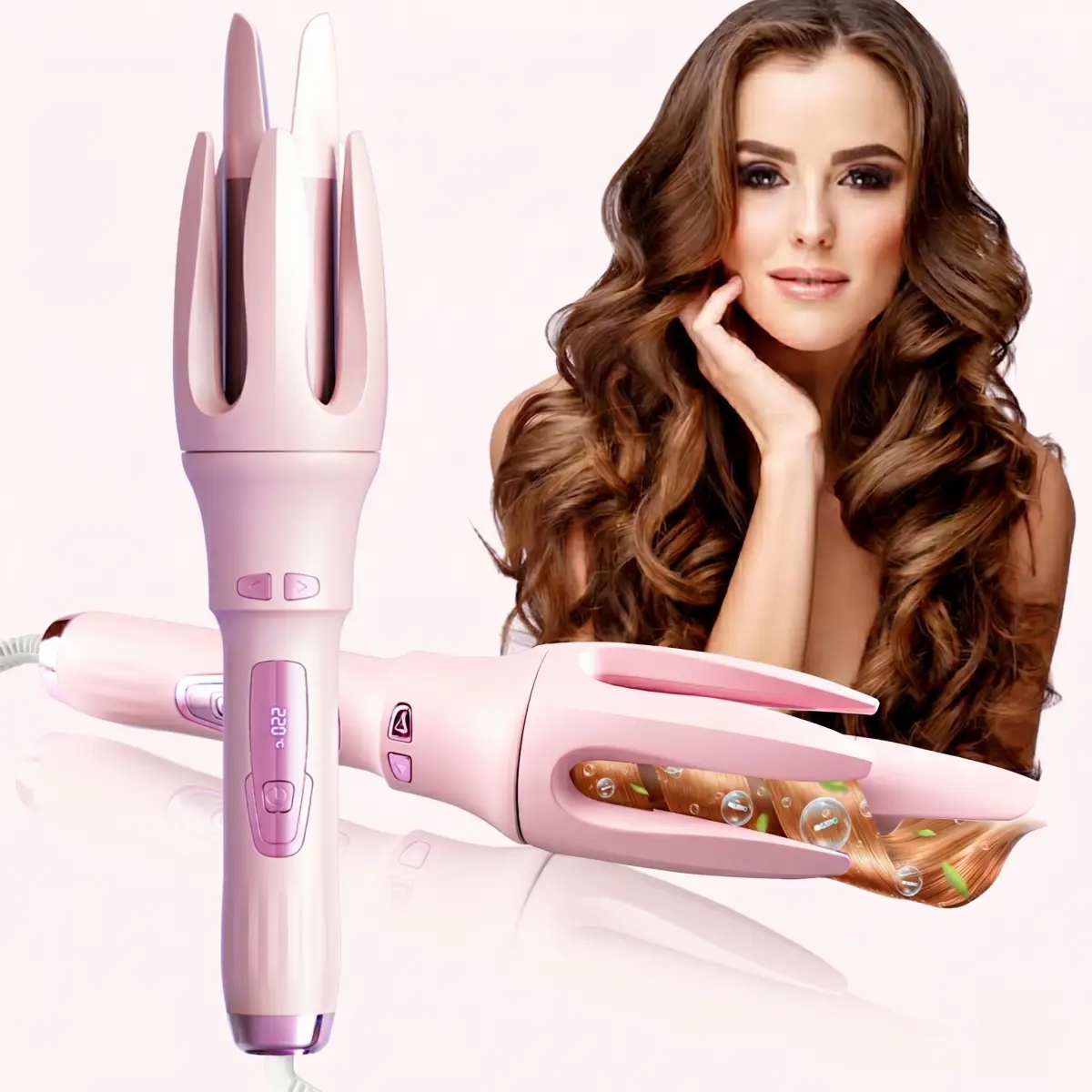 Automatic Hair Curler, 1.25 Inch Anti-Tangle Rotating Barrel for Salon Curls, Dual Voltage Beauty Product with 4 Heat Settings and Auto Shut-Off, Plug