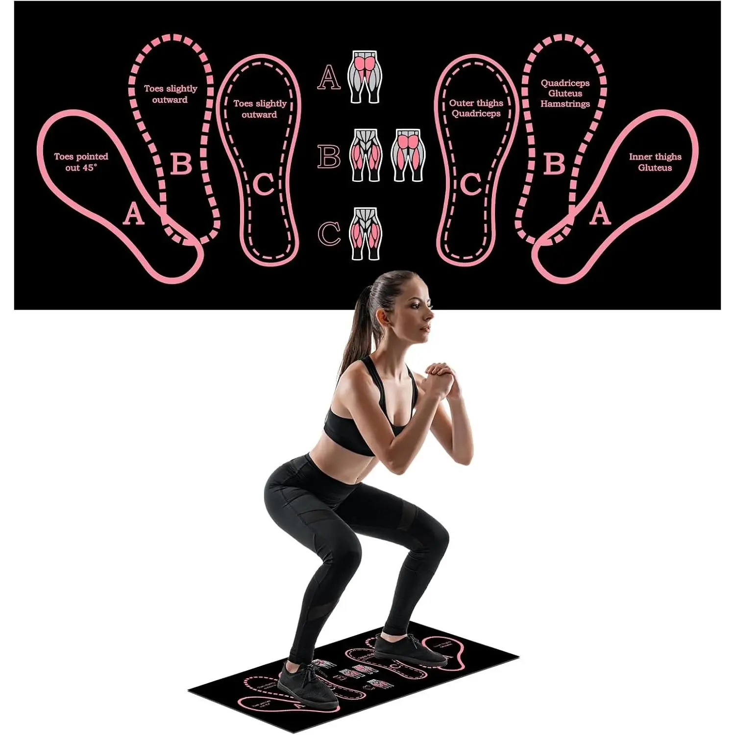 Anti-Slip Shock-Absorbing Squat Mat with Foot Position Guides, Balance Control – Home Gym Strength Training Equipment Fitness Accessory