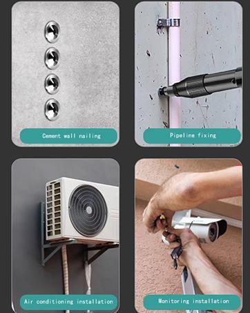 Concrete Nail Gun Kit with 50pcs Nails 5 Speed Adjustable Manual Steel Nail Gun for Red Brick & Concrete Walls Portable Impact Nailgun Metal Low Noise Household Decor