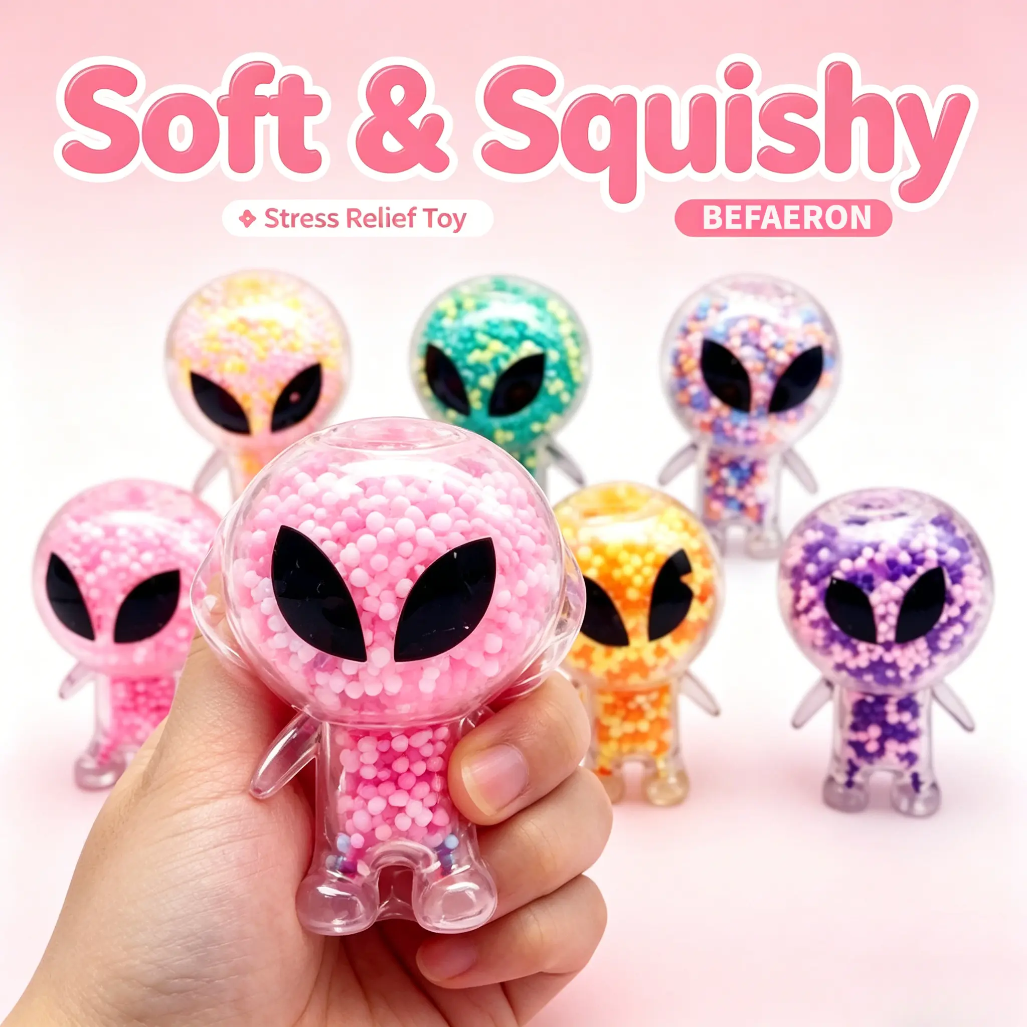 3 Pack Cute Alien Maltose Squishy Kneading Toys, Silky Soft Maltose Hand Feel Fidget Sensory Toy, Stress & Anxiety Relief Decompression Toy for Adults & Children, Portable Mini Desk Toy for Student Classroom & Office Stress Relief Gift