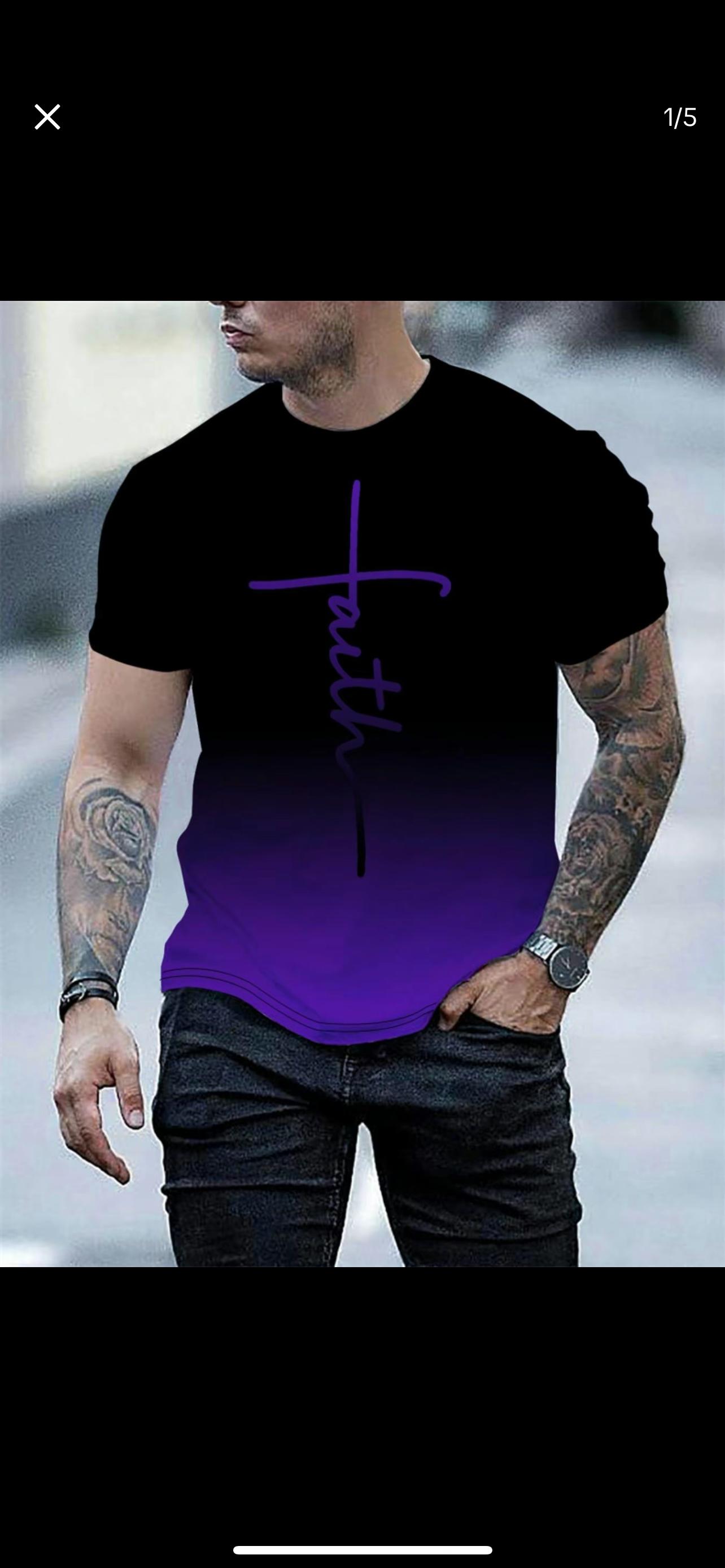 Men's Gradient Letter Print Short-Sleeve Round Neck T-Shirt - Summer Casual Breathable Fashionable Daily Wear Top