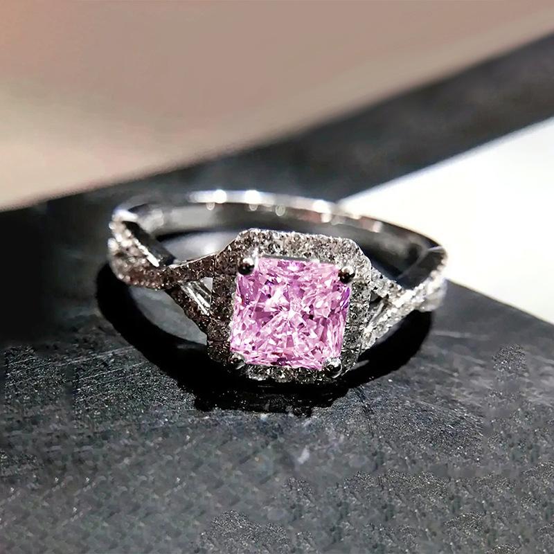 Luxury Cushion Cut Twisted Band CZ Ring for Women | Cross Geometric Stackable Engagement Statement Jewelry