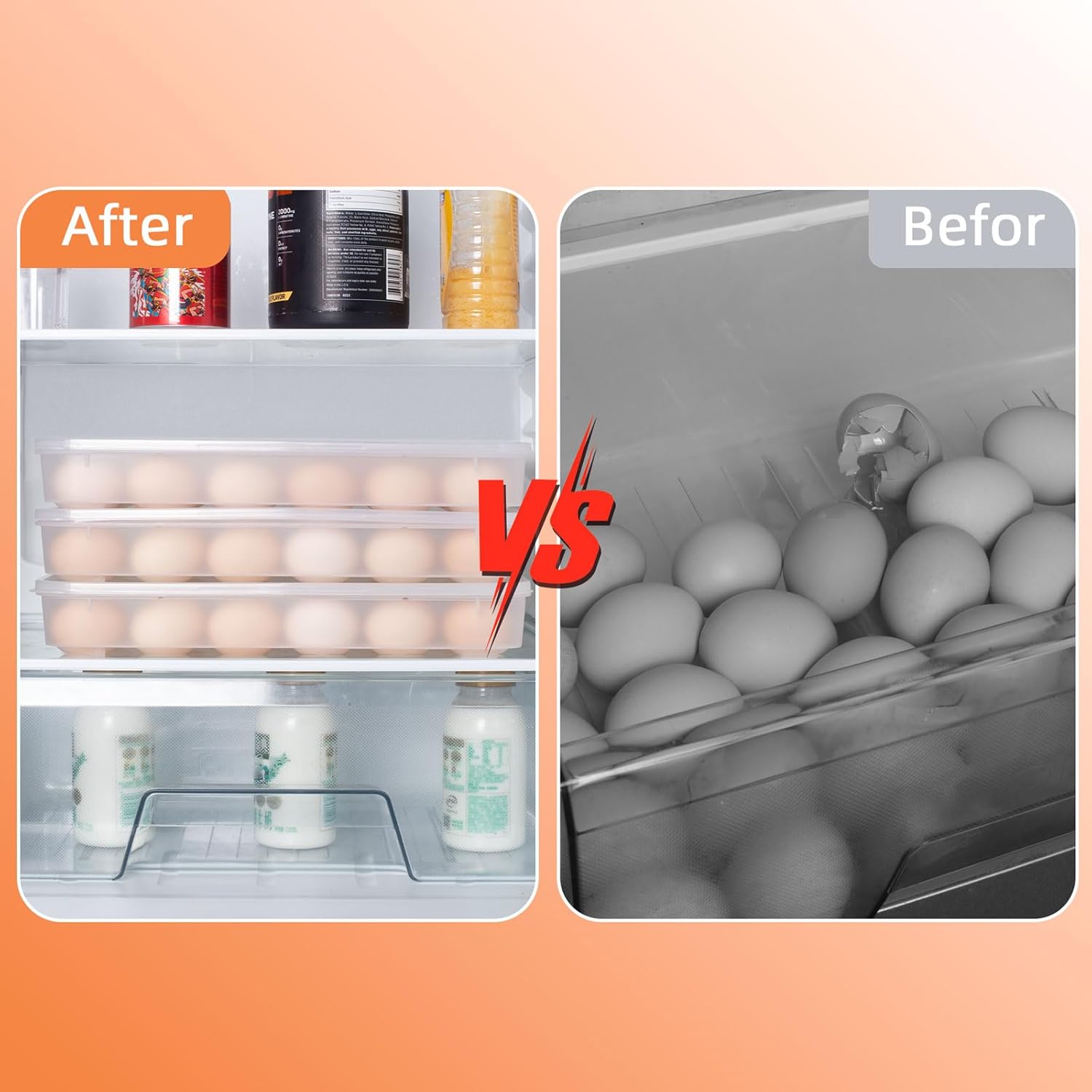 Deviled Egg Containers with Lid, (Set of 2), Stackable Deviled Egg Carrier for 48 Eggs, Clear Egg Holder for Fridge with Lid, Portable Plastic Deviled Egg Tray for Party, Easter Eggs Tray