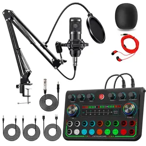Bm-800 Sound Card Podcast Kit, Live Streaming Mic Set, Dj Audio Control Mixer, BT Connection, Compatible with Phone/computer/PC