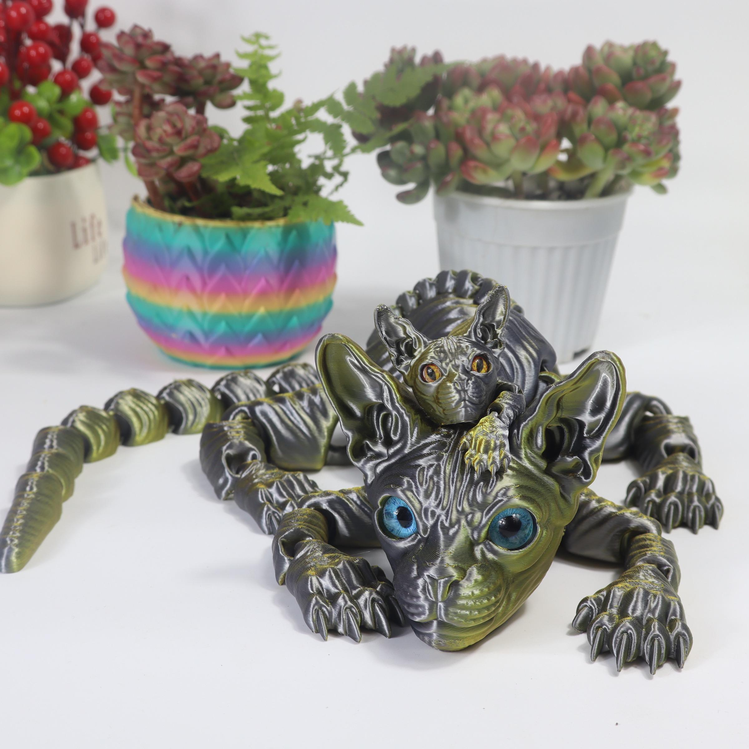 3D Printed Cat Figurine, Collectible Figurines, 1 Count Realistic Cat Statue, Desktop Ornament for Living Room Bedroom Home Office, Gift for Cat Lovers