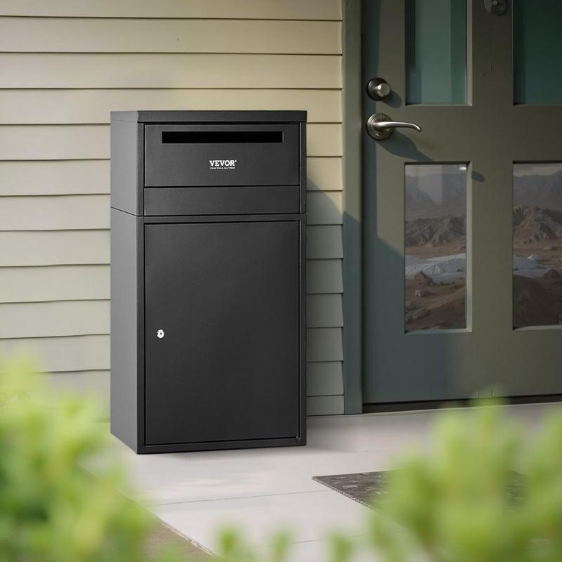 VEVOR Package Delivery Boxes for Outside, 38.6 in Mailbox for Parcel with Lock, Galvanized Steel Package Drop Box with Anti - Theft Design, Weather - Resistant Package Mailbox for Home and Office, Black