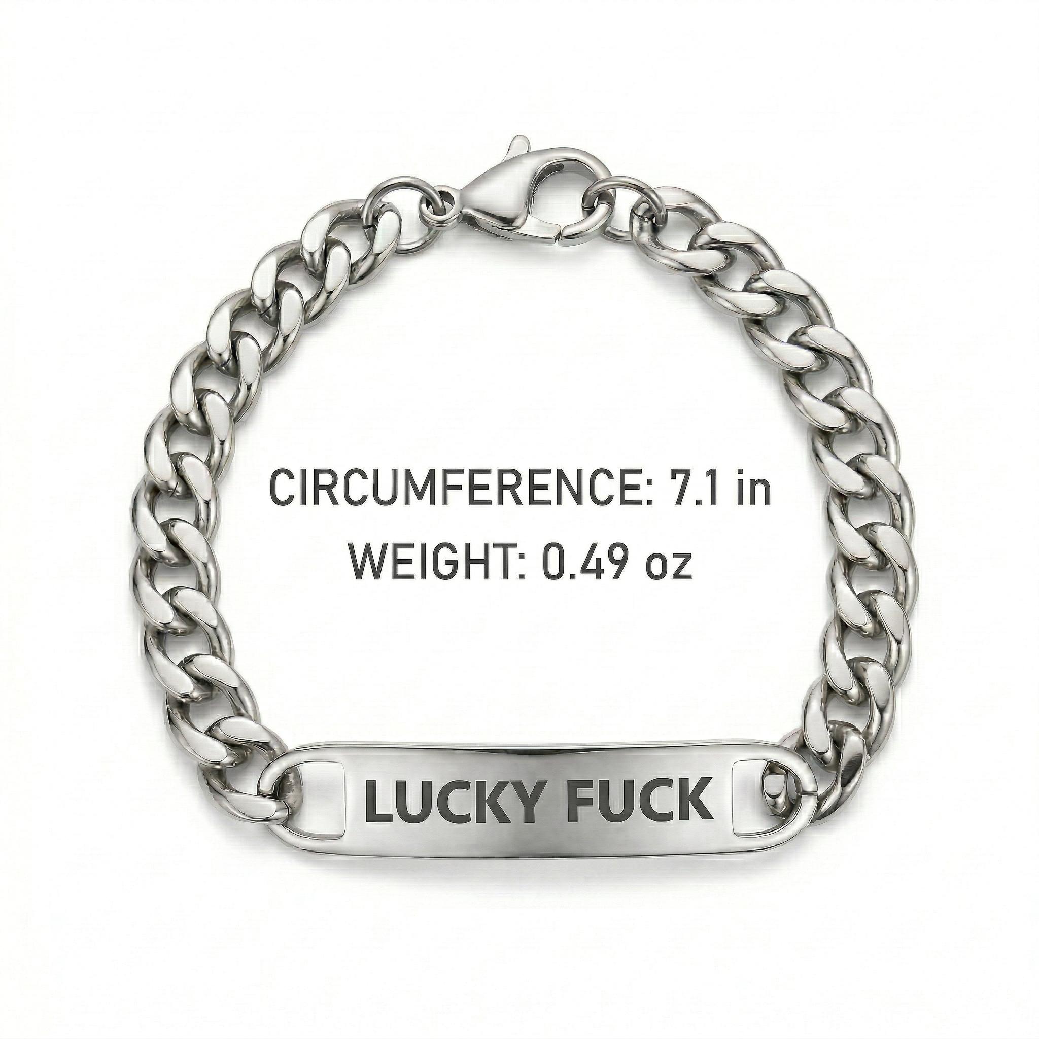 ID Bracelet Stainless Steel Cuban Chain Bracelet Unisex Engraved Lucky Fuck Heavy Statement Y2K Punk Gothic Gotham Rebel Jewelry Gift