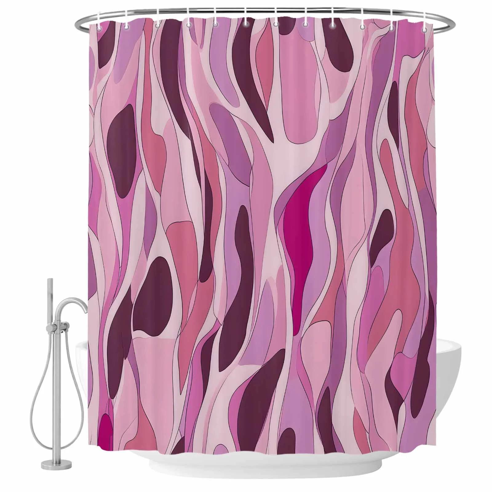 Modernism Style Fabric Shower Curtain Water Ripple Washable Shower Curtains for Bathroom, Waterproof Bath Curtain with Hooks Home Decor 72x72in