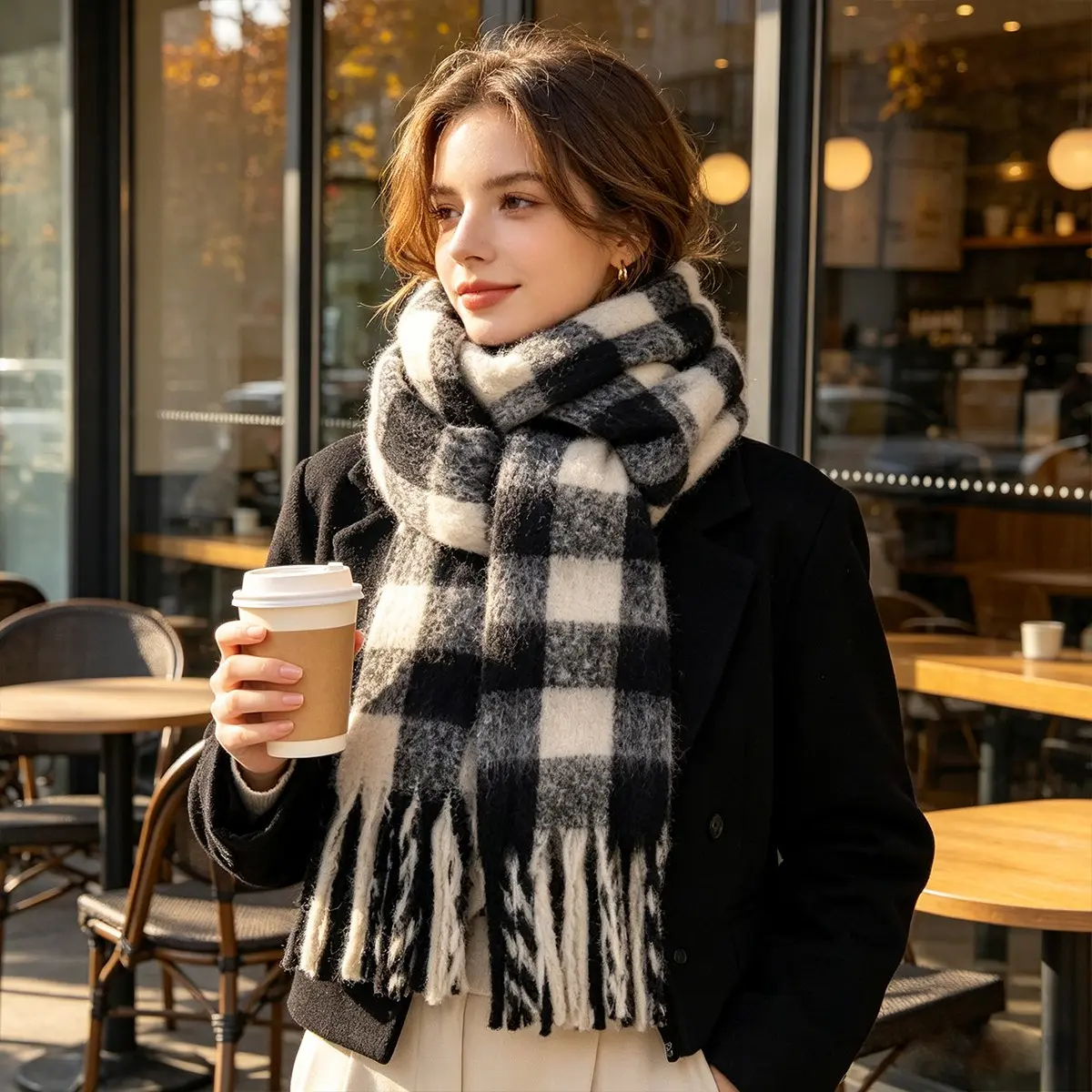 Soft Luxury Mohair Unisex Winter Neck Wrap, Warm Fashion Scarf for Men Women, Cold Weather Wear, Perfect Halloween Gift Accessory
