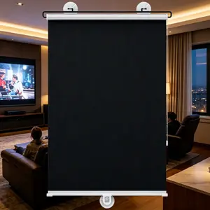 Vertical Striped Fabric Suction Mount Blackout Roller Blind Drill Free Temporary Window Partition Shade For Home Office Privacy