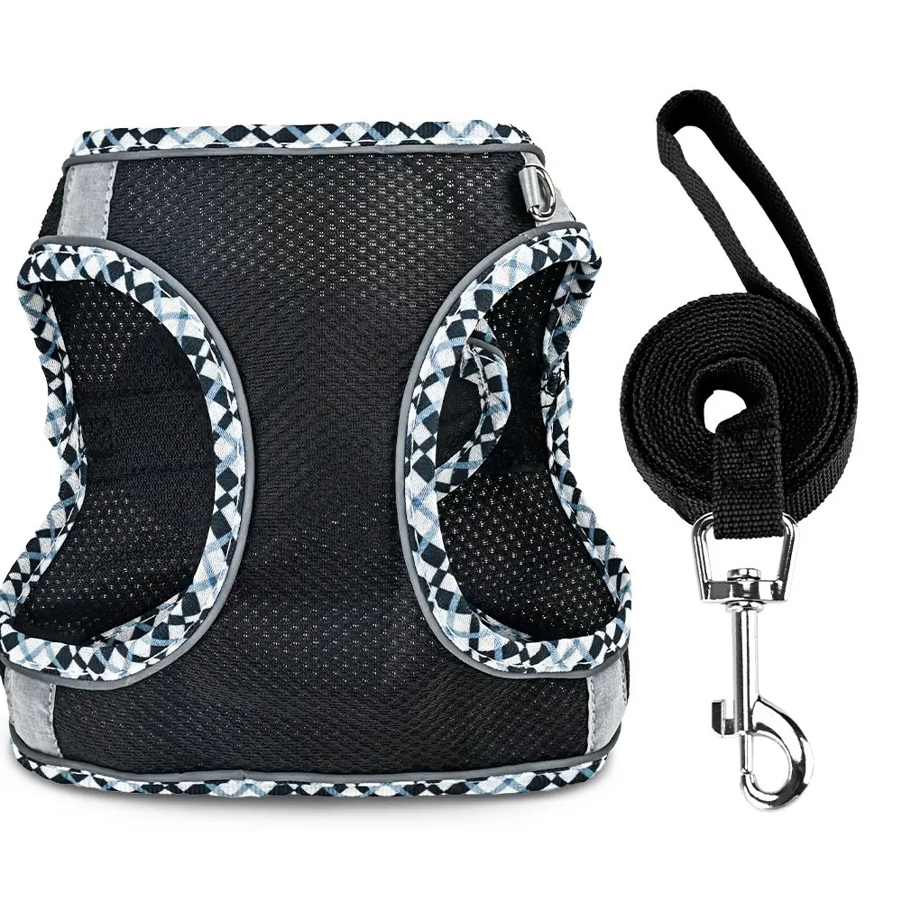 1PCS Small Dog Harness with Leash Set, No Escape Easy Walk Puppy Harness and Leash for Training Walking, Step-in Reflective Soft Dogs Vest for XS S Medium Extra-Small Large Sized Dog