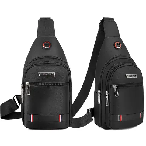 Solid 1-Strap Lightweight Messenger Bag Costume, High-Capacity Drop-Bump Buffer Chest Pack with Earphone Hole (12.59×6.69in), Roomy Enough for Phone/Wallet/Keys, Sports & Outdoor Gym Accessory for Hiking