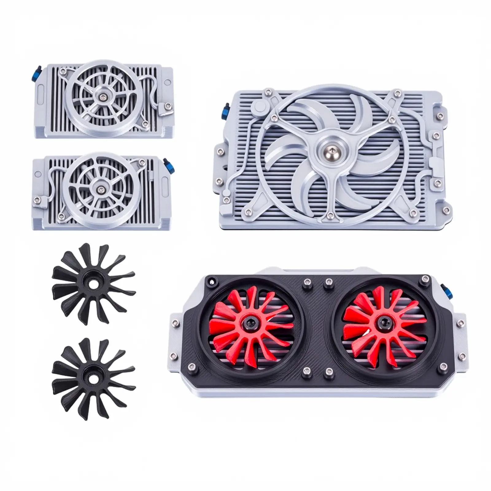 Scale Radiator and Fans Simulation Heat Dissipation Ornaments for 1/10 1/8 RC Crawler Car TRX4 TRX6 Axial SCX10 Upgrade Accessories